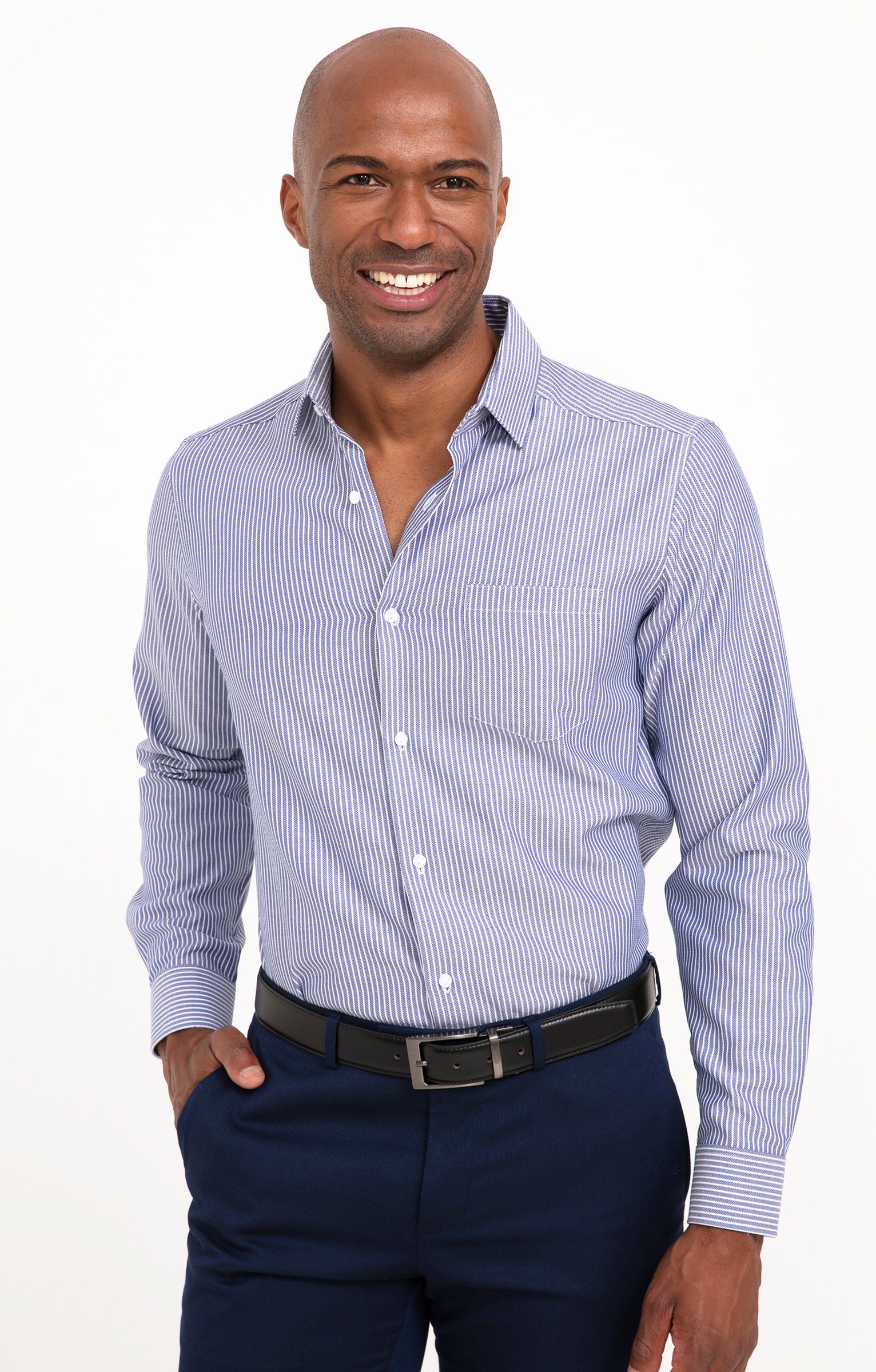 Chemise RAYCHEVRON coupe ajustée - BLEU CIEL