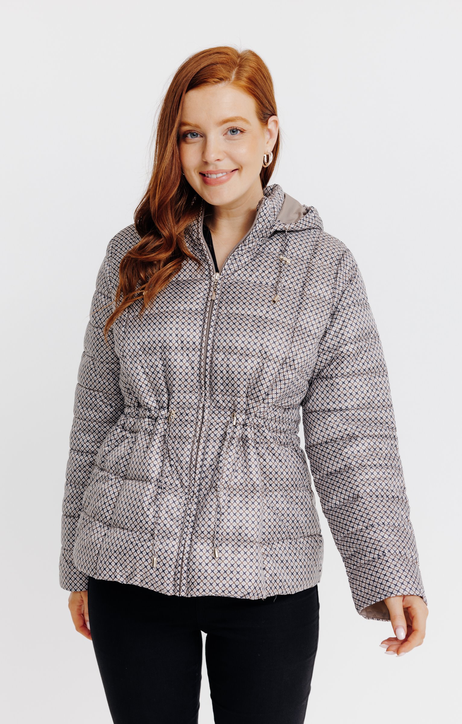 Doudoune courte imprimé fantaisie  - GRÈGE