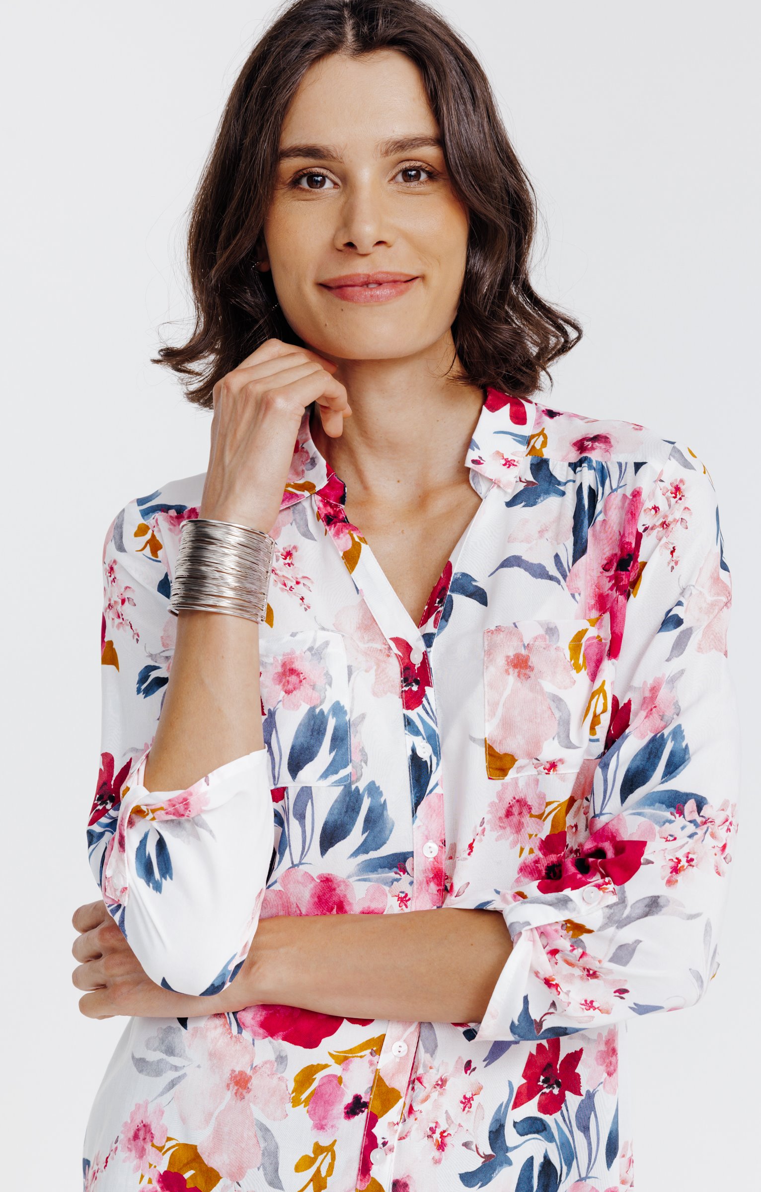 Chemise imprimée fleurie  - ÉCRU