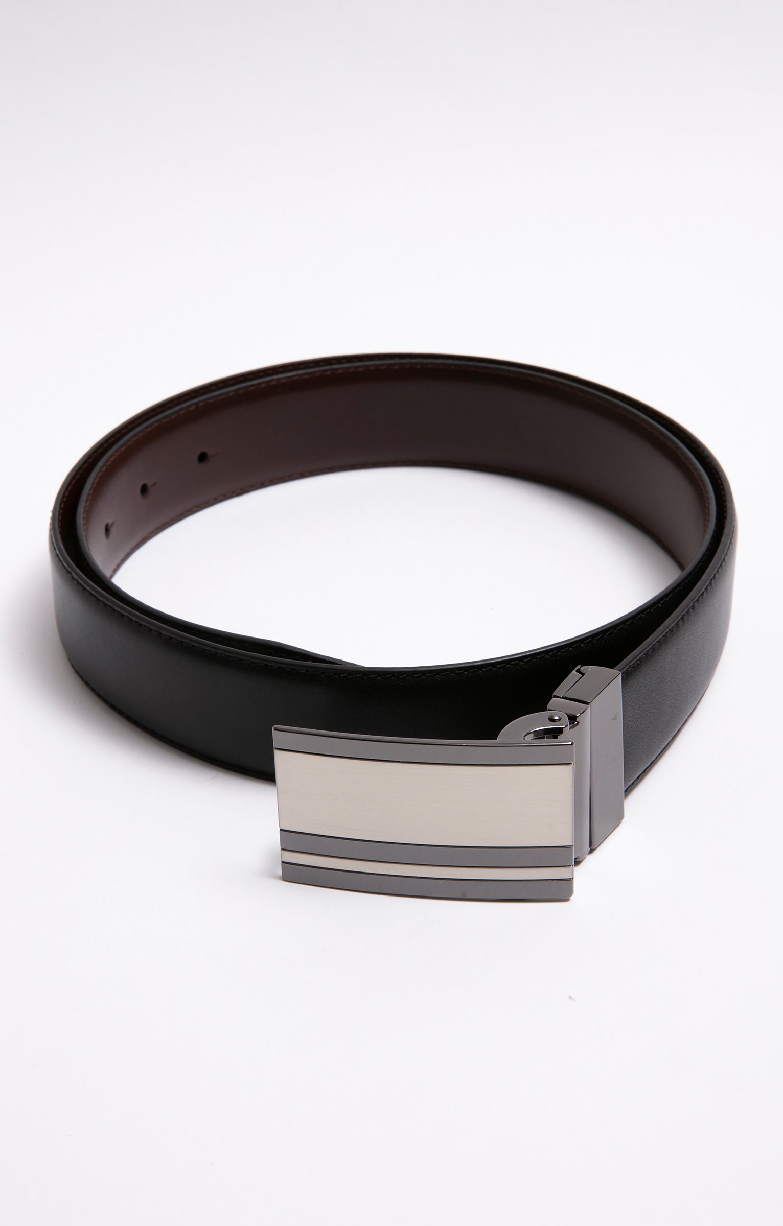 Ceinture New Lines cuir pleine fleur - NOIR