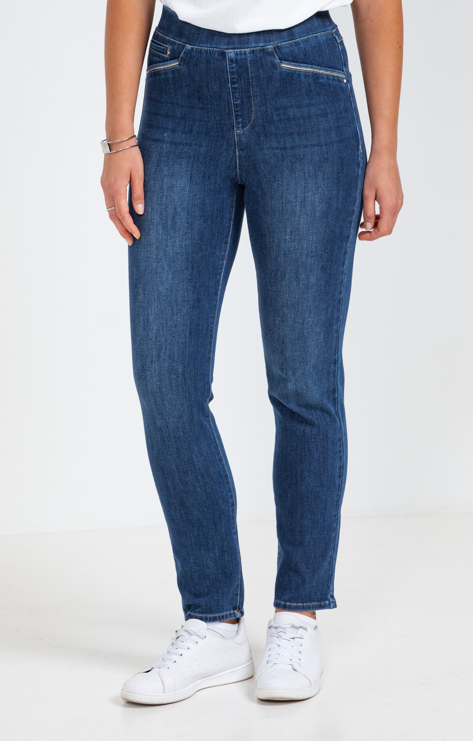 Tregging en denim bi-stretch - BLEU