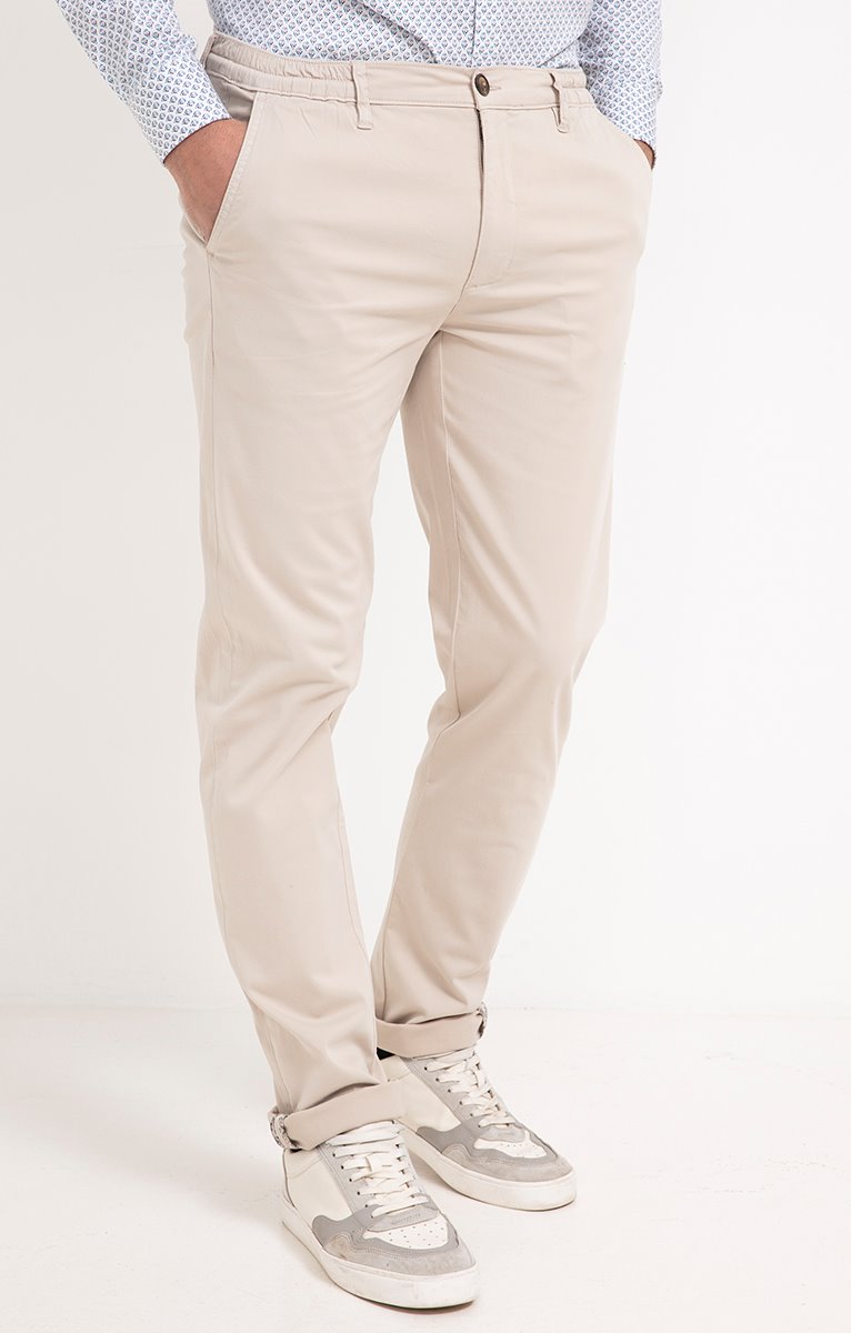 Pantalon chino coupe élatiquée - ÉCRU