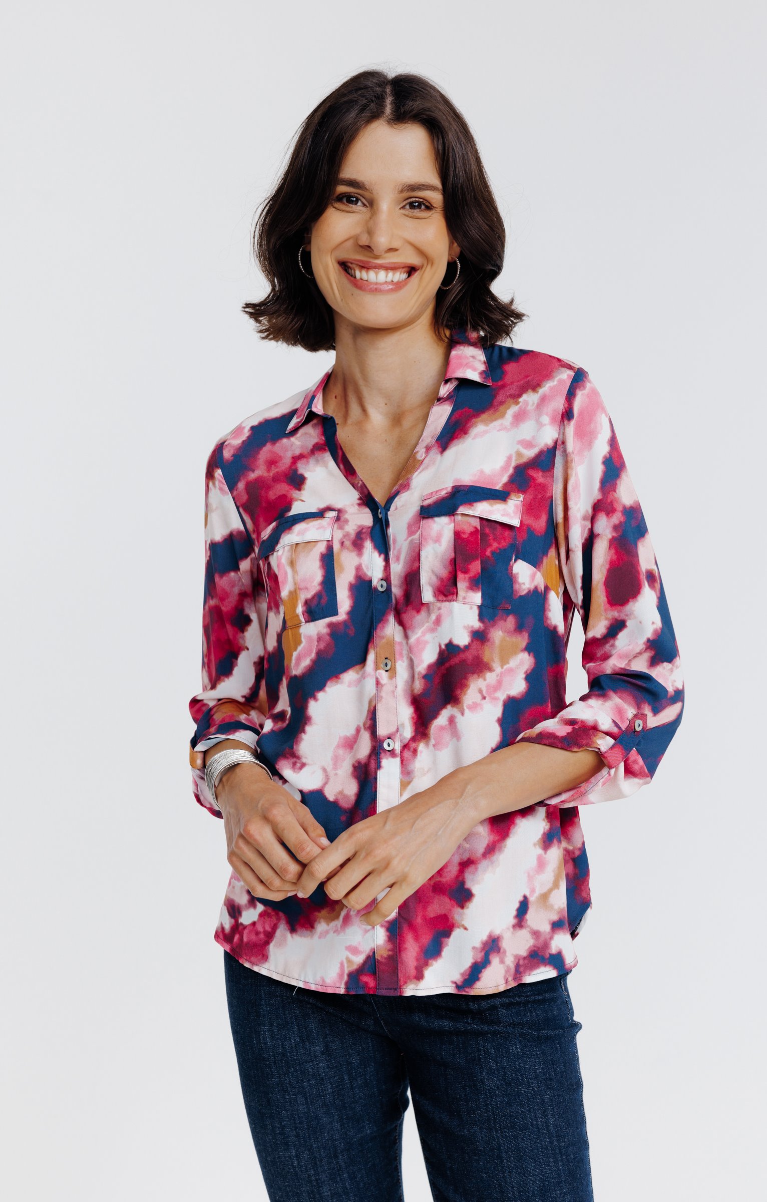 Chemise imprimée  abstrait  - ÉCRU