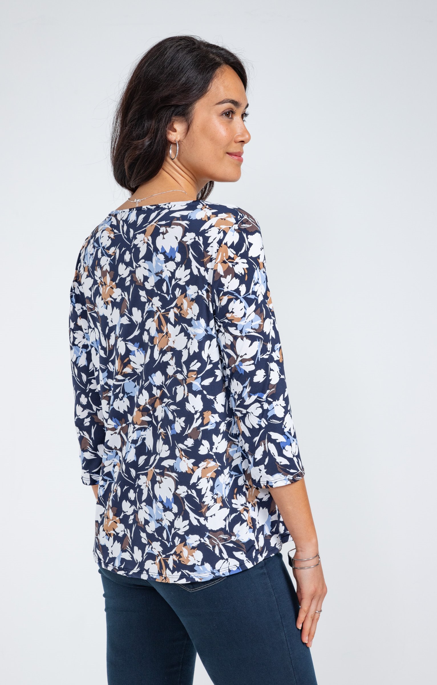 Tee-shirt col V - BLEU