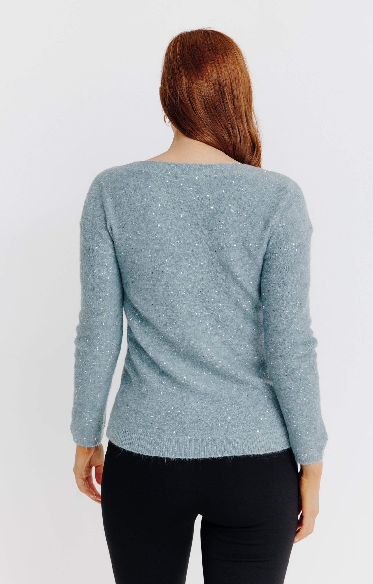 Pull uni paillettes - VERT NIL