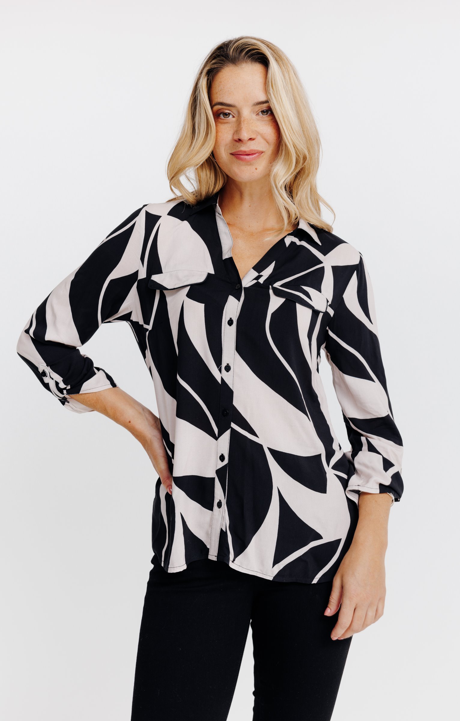 Chemise imprimée graphique - NOIR