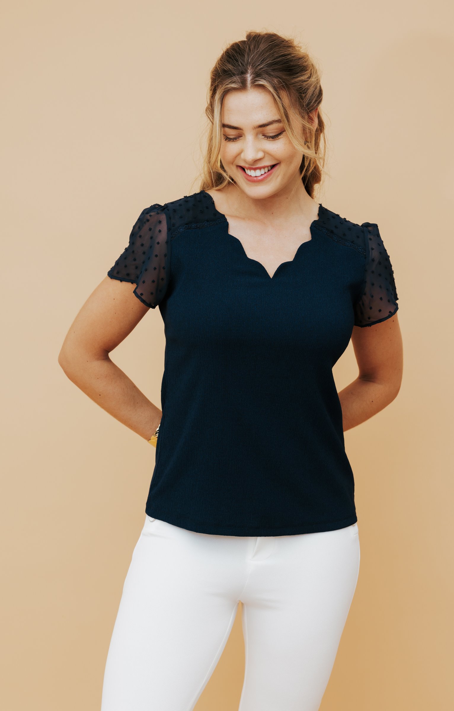 Tee-shirt uni galon - MARINE