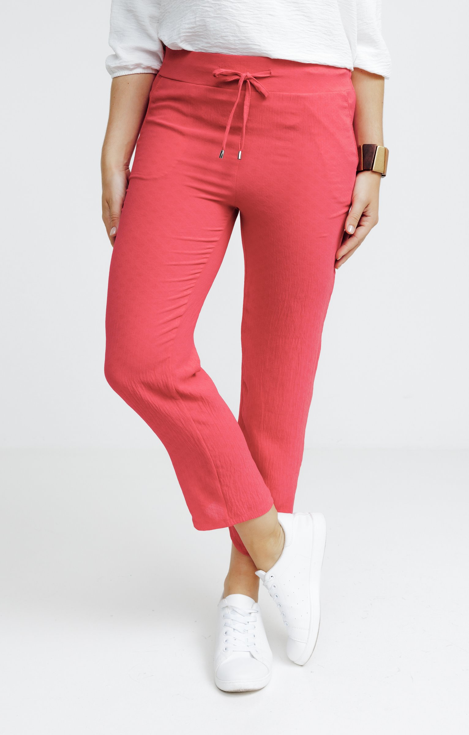 Pantalon 7/8 avec ceinture jogging - FRAMBOISE