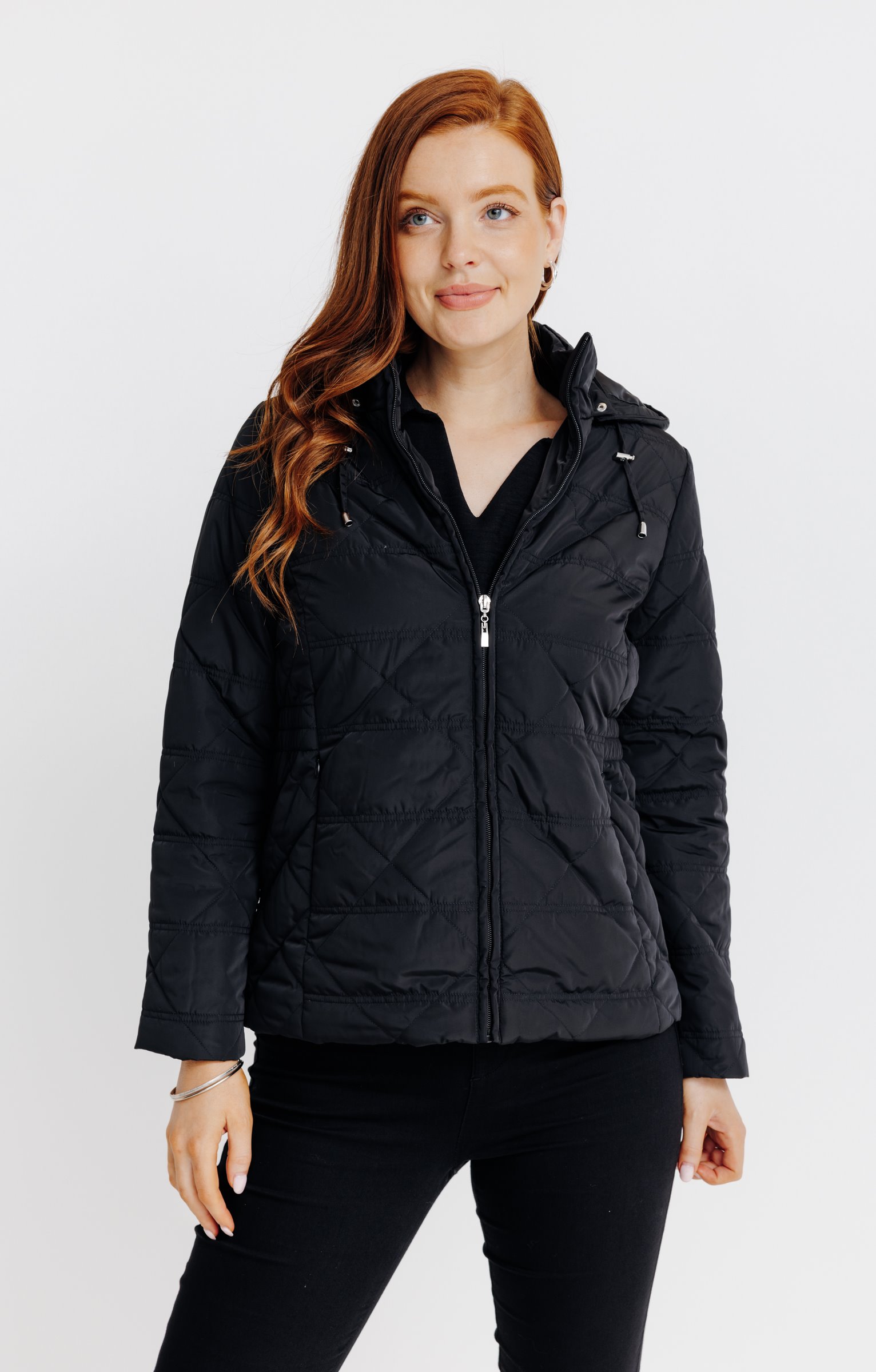 Doudoune courte matelassage fantaisie - NOIR