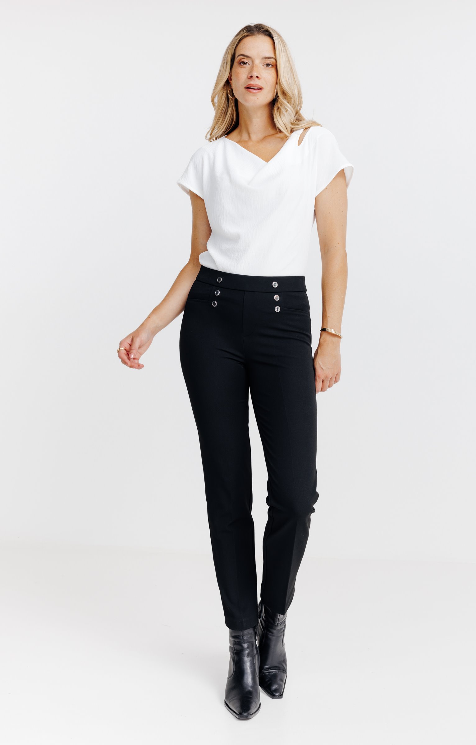 PANTALON EN LORENZO CEINTURE TREGGING  - NOIR