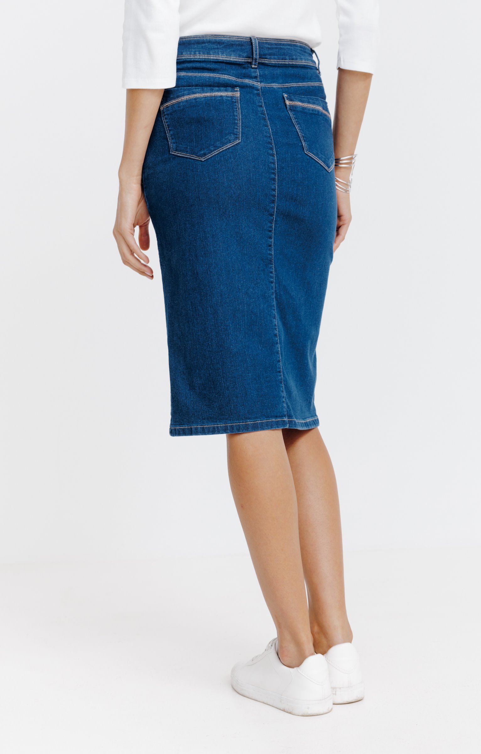 Jupe longue denim stone  - BLEU