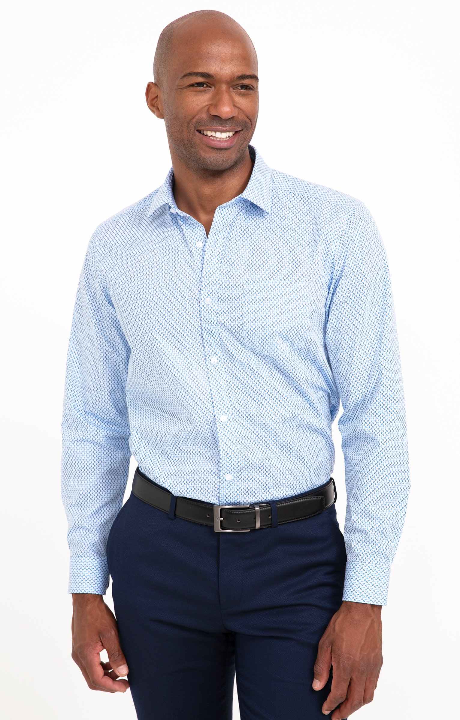 Chemise manches longues CASHPRINT - BLEU CIEL