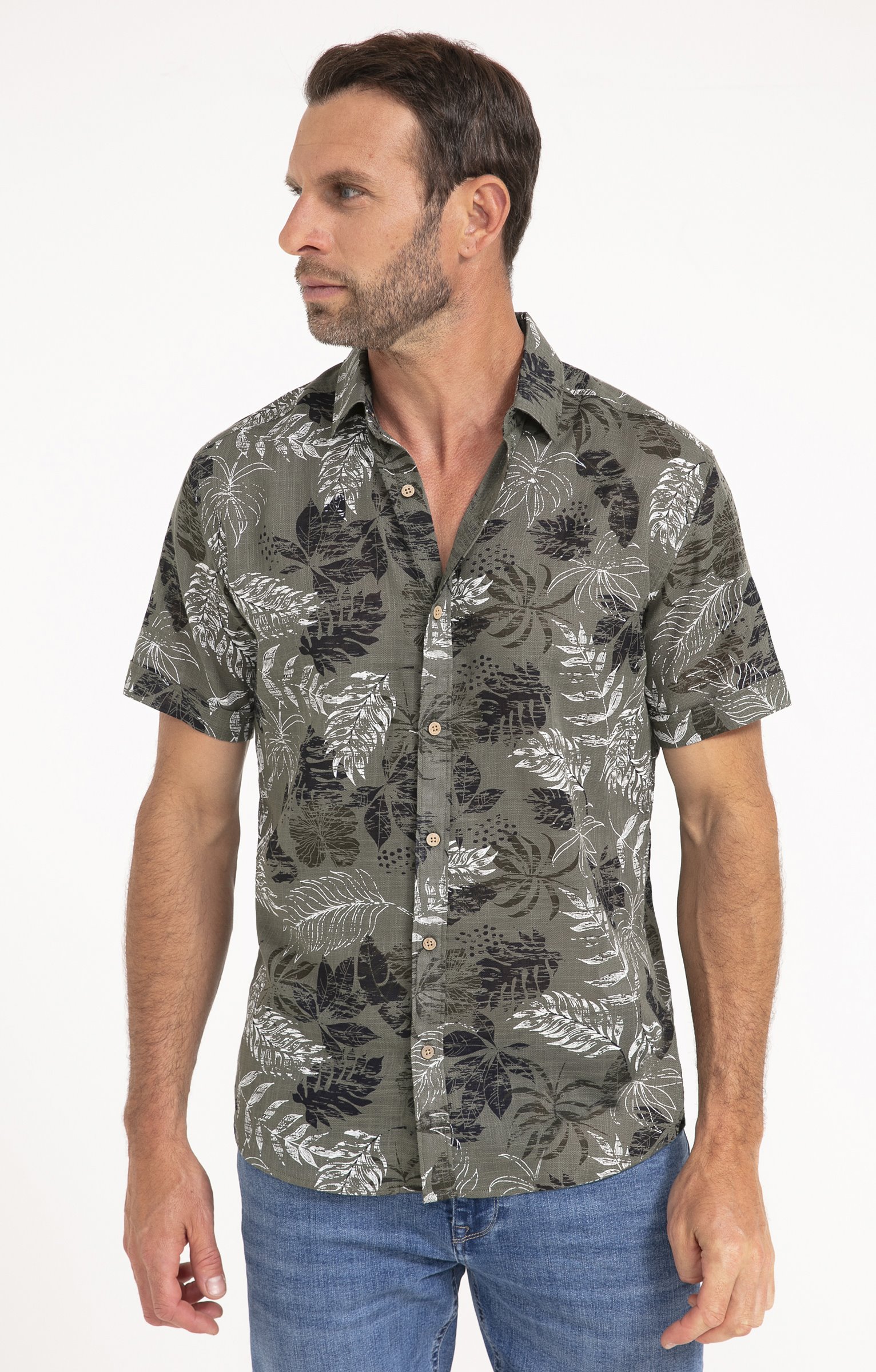 Chemise à manches courtes NENUPHAR KAKI - KAKI