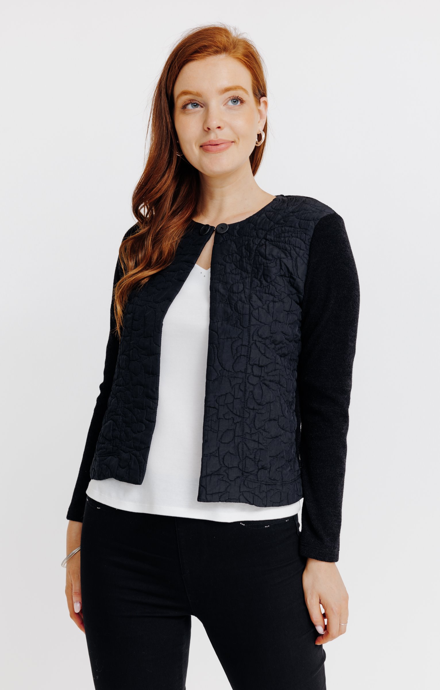 Cardigan bimatière - NOIR