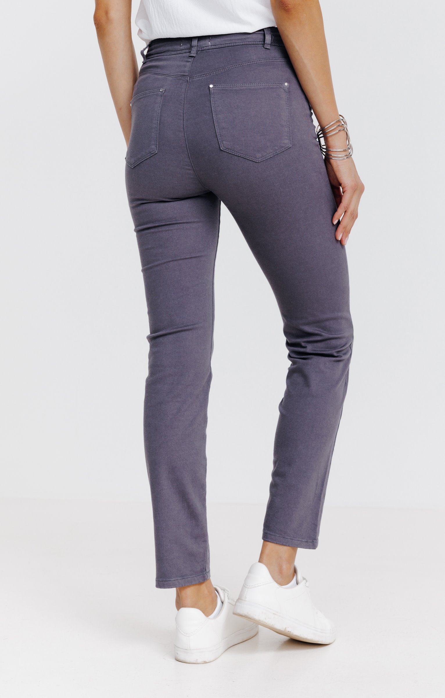 Pantalon 7/8 brodé en coton viscose - GRIS MOYEN