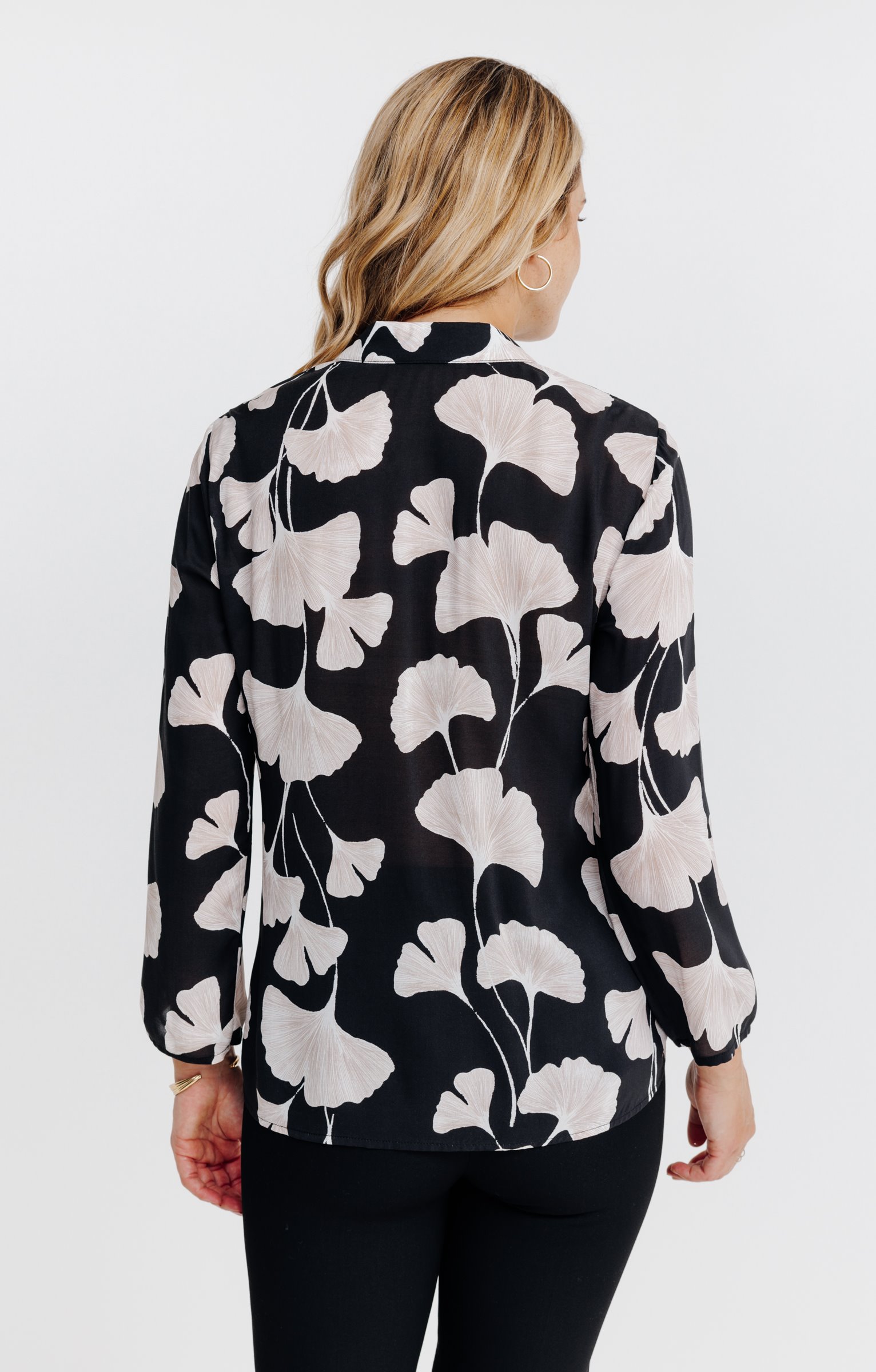 Chemise imprimée feuillage - NOIR