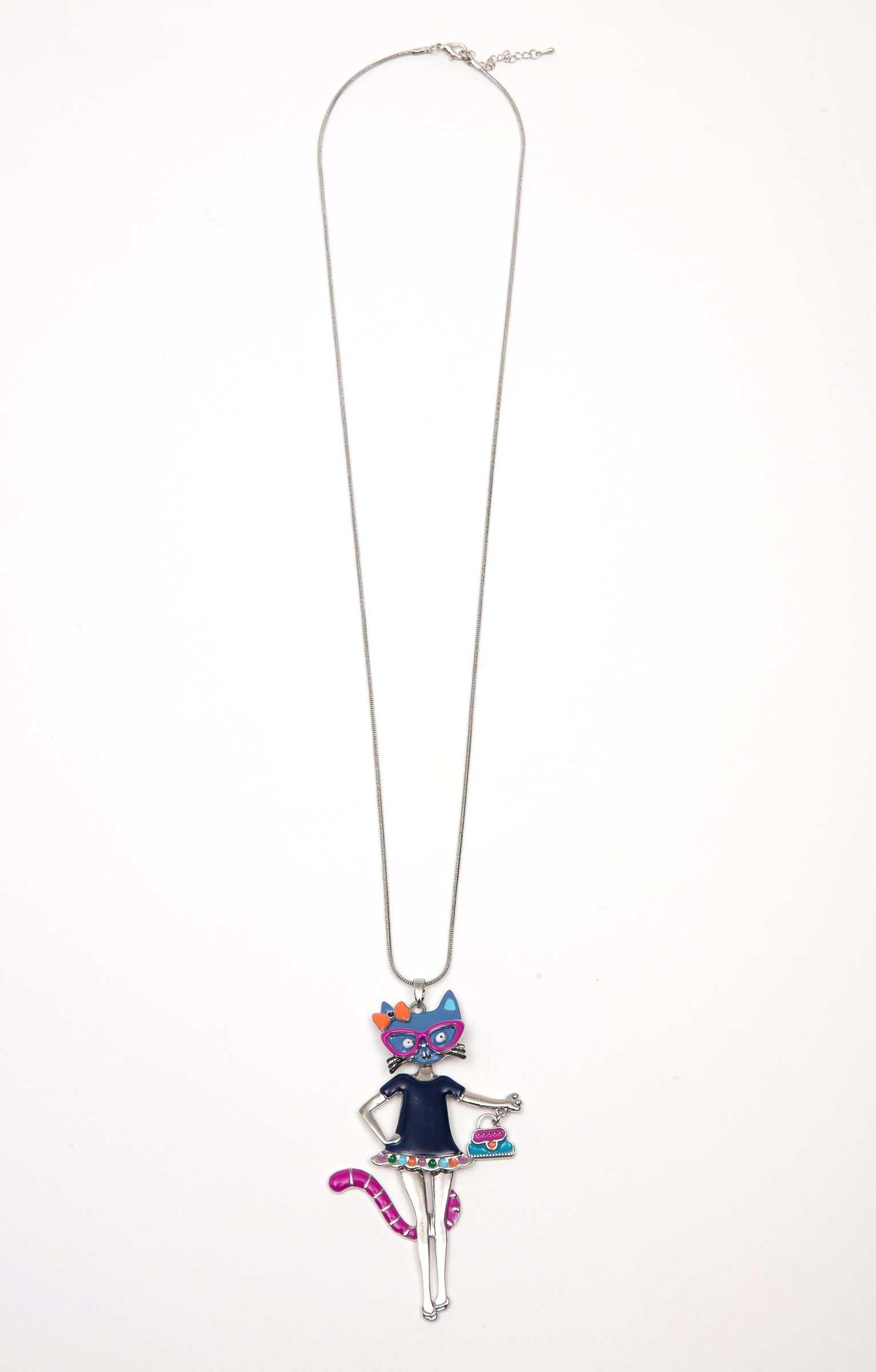Sautoir pendentif chat - MULTICOLORE