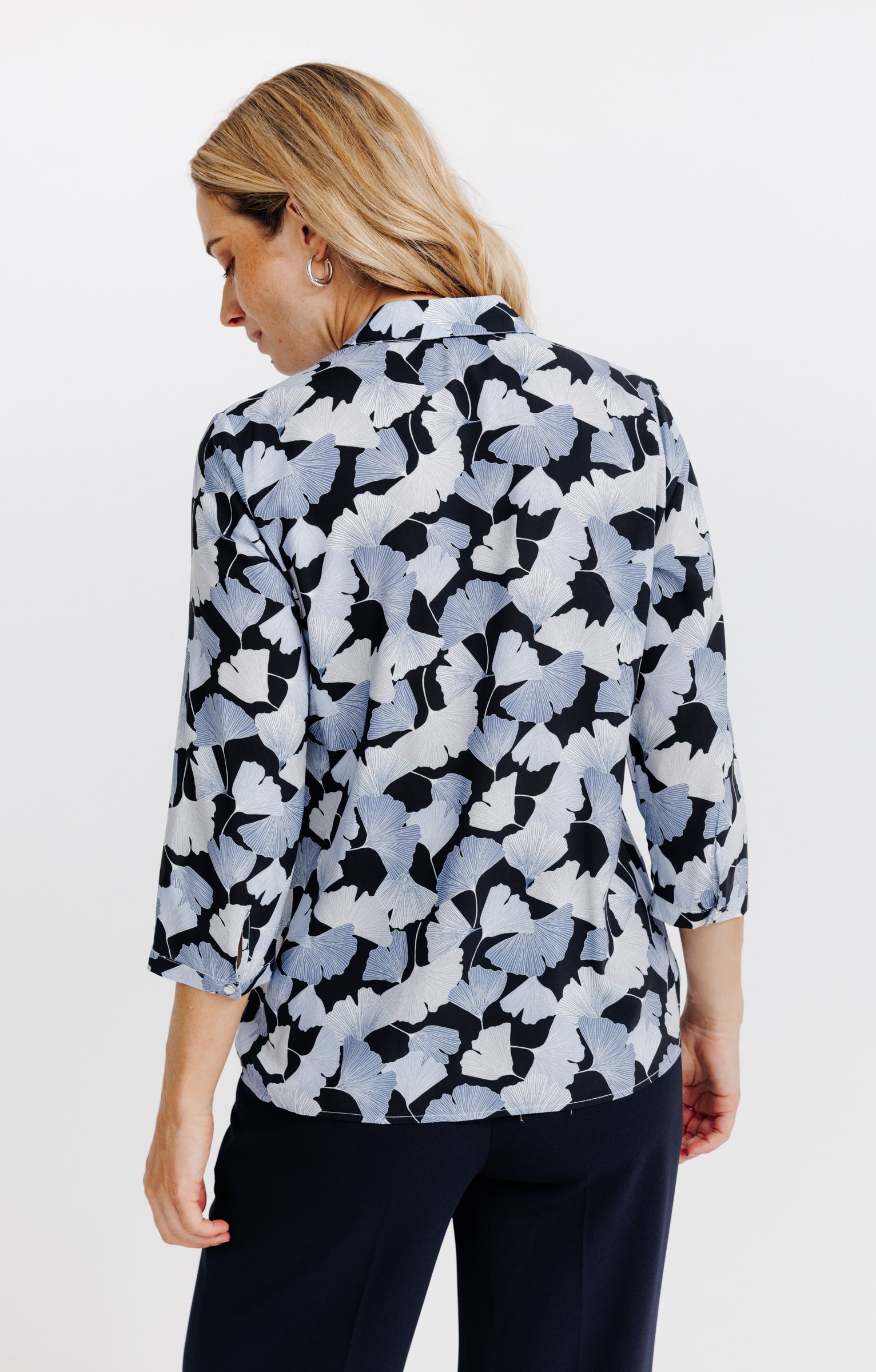 Chemise imprimée feuillage - NOIR