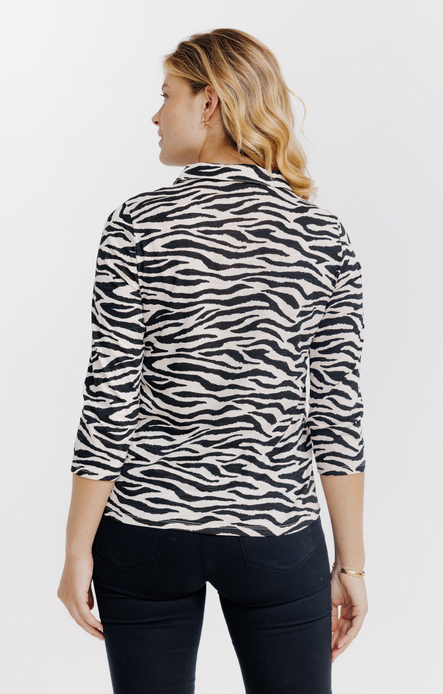 Tee-shirt imprimé col chemise  - BEIGE