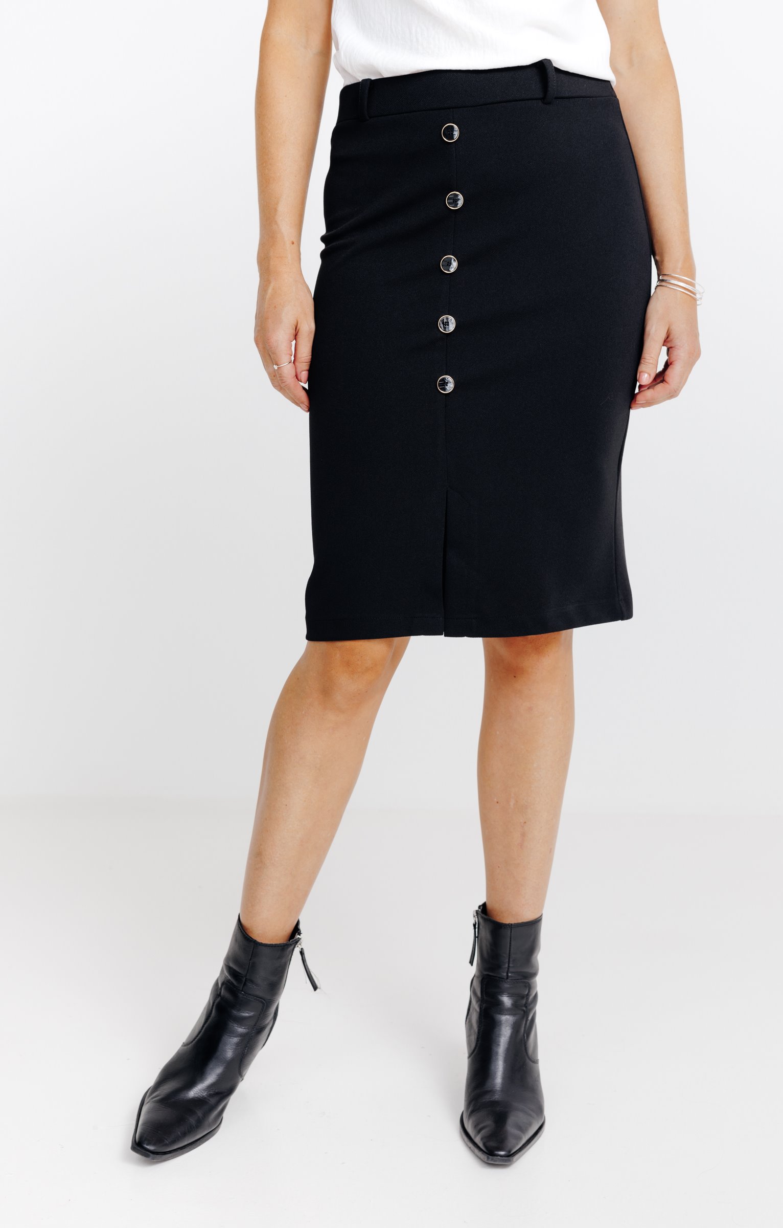 jupe longue avec fente milieu devant  - NOIR