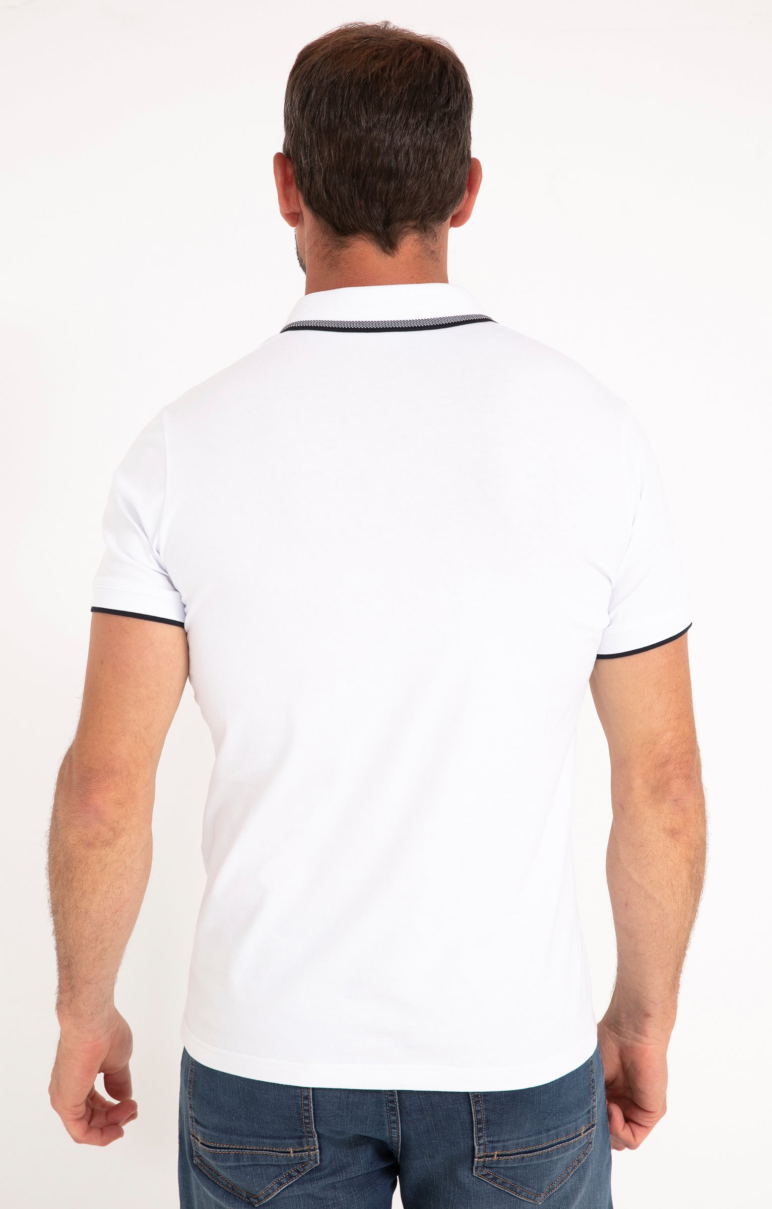 Polo manches courtes Contrast - BLANC