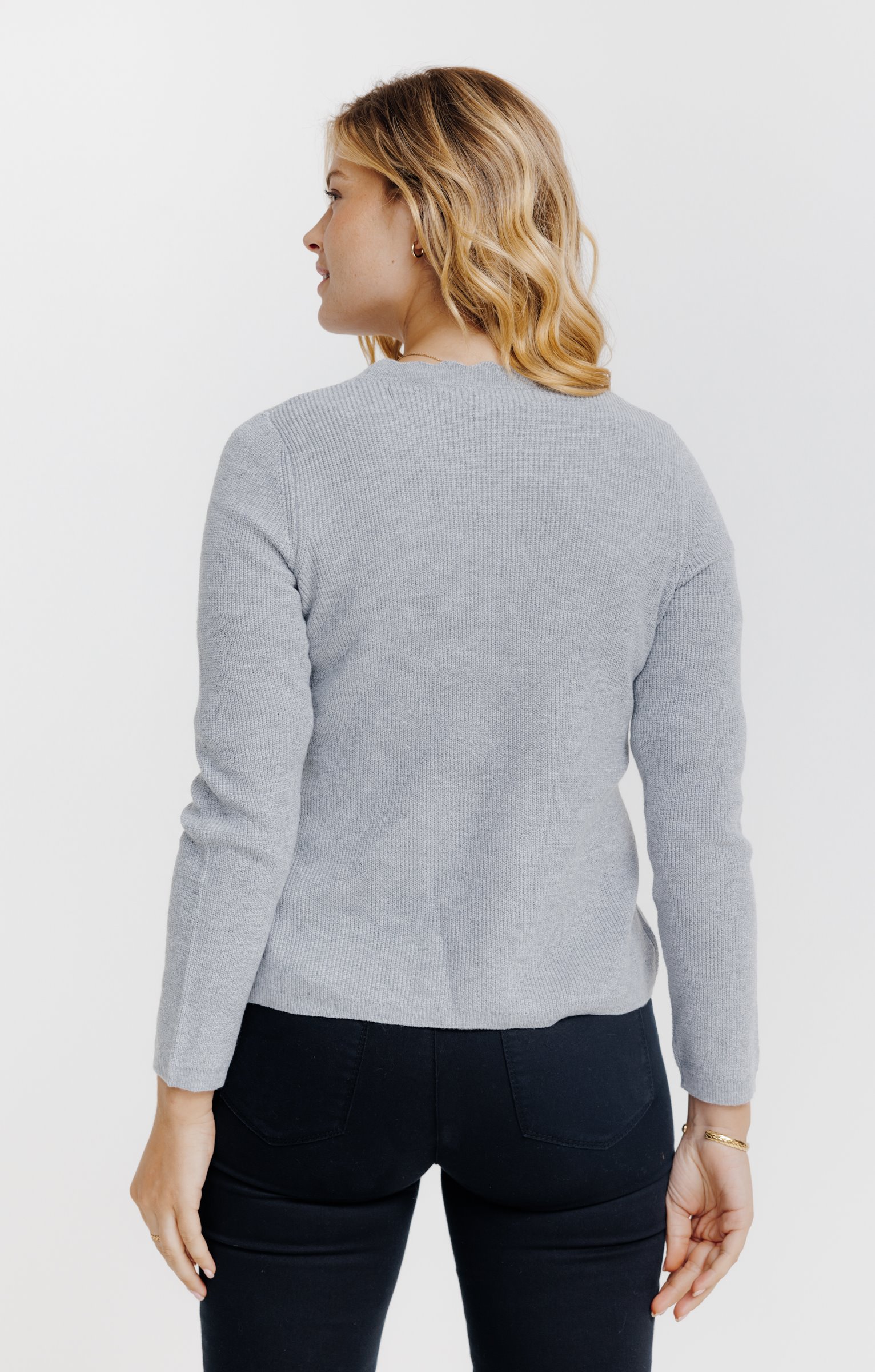 Cardigan col V - GRIS CLAIR