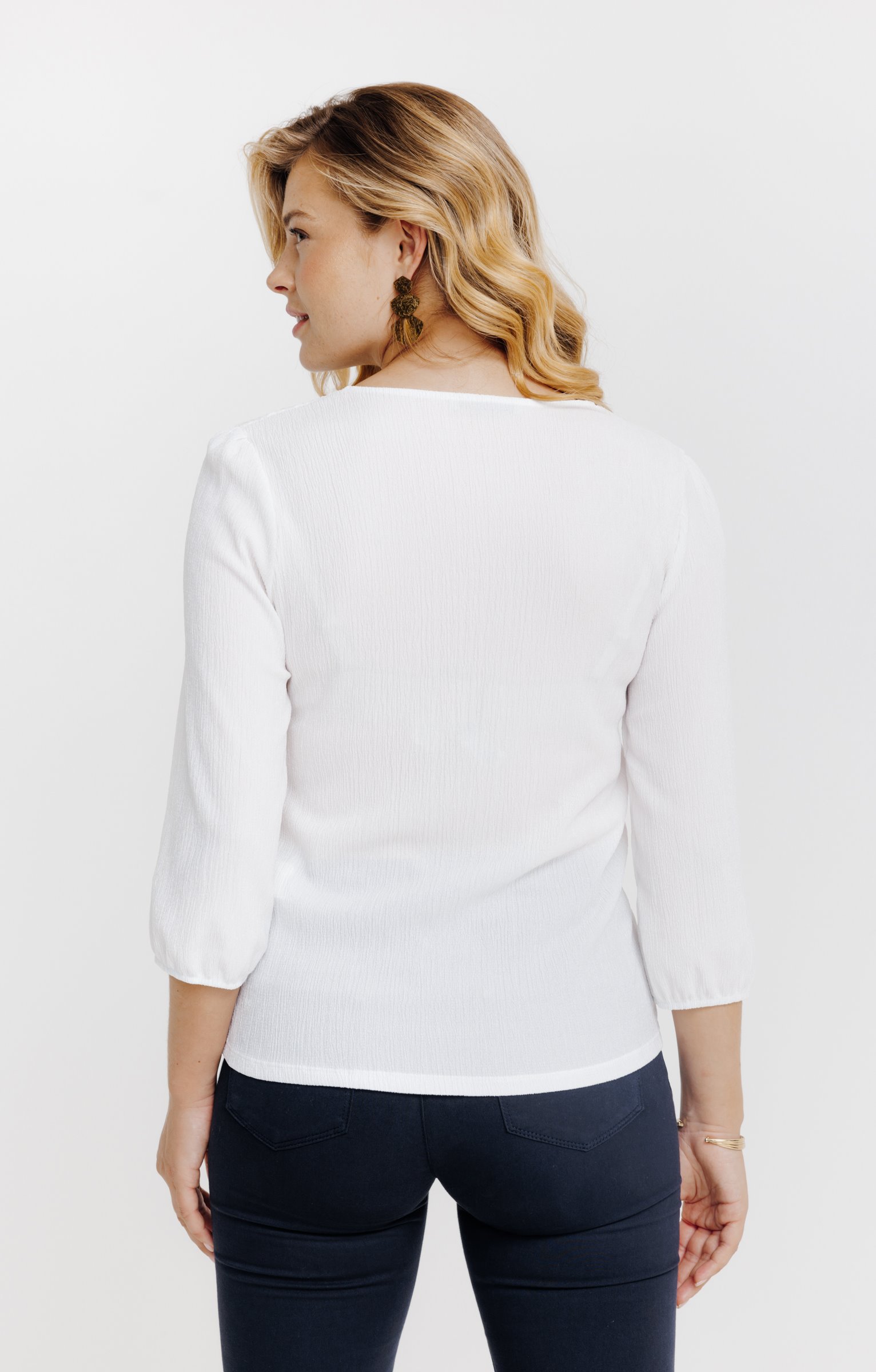 T-SHIRT UNI DETAIL DENTELLLE EPAULE  - ÉCRU