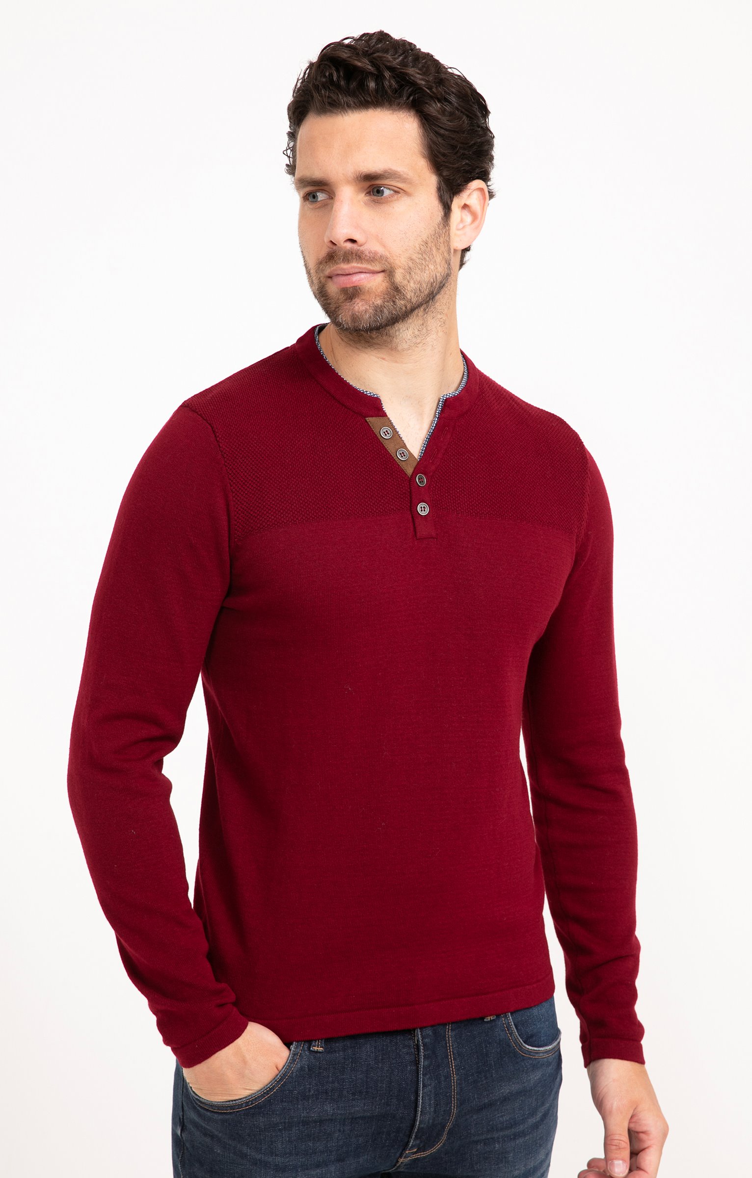 Pull uni col tunisien - BORDEAUX