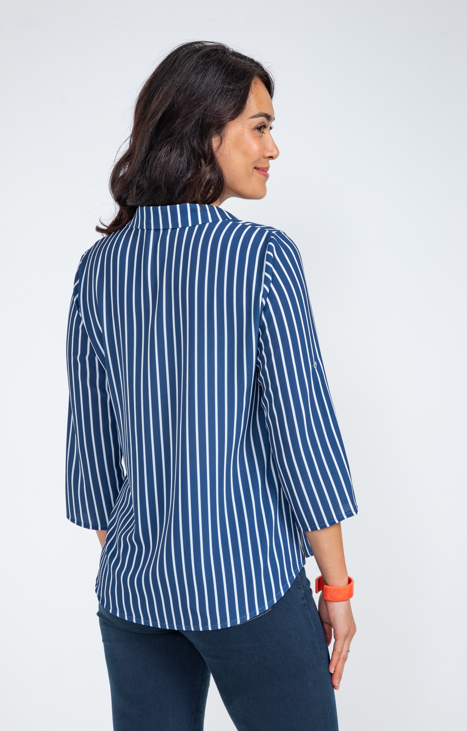 Chemise rayée boutonnée  - MARINE