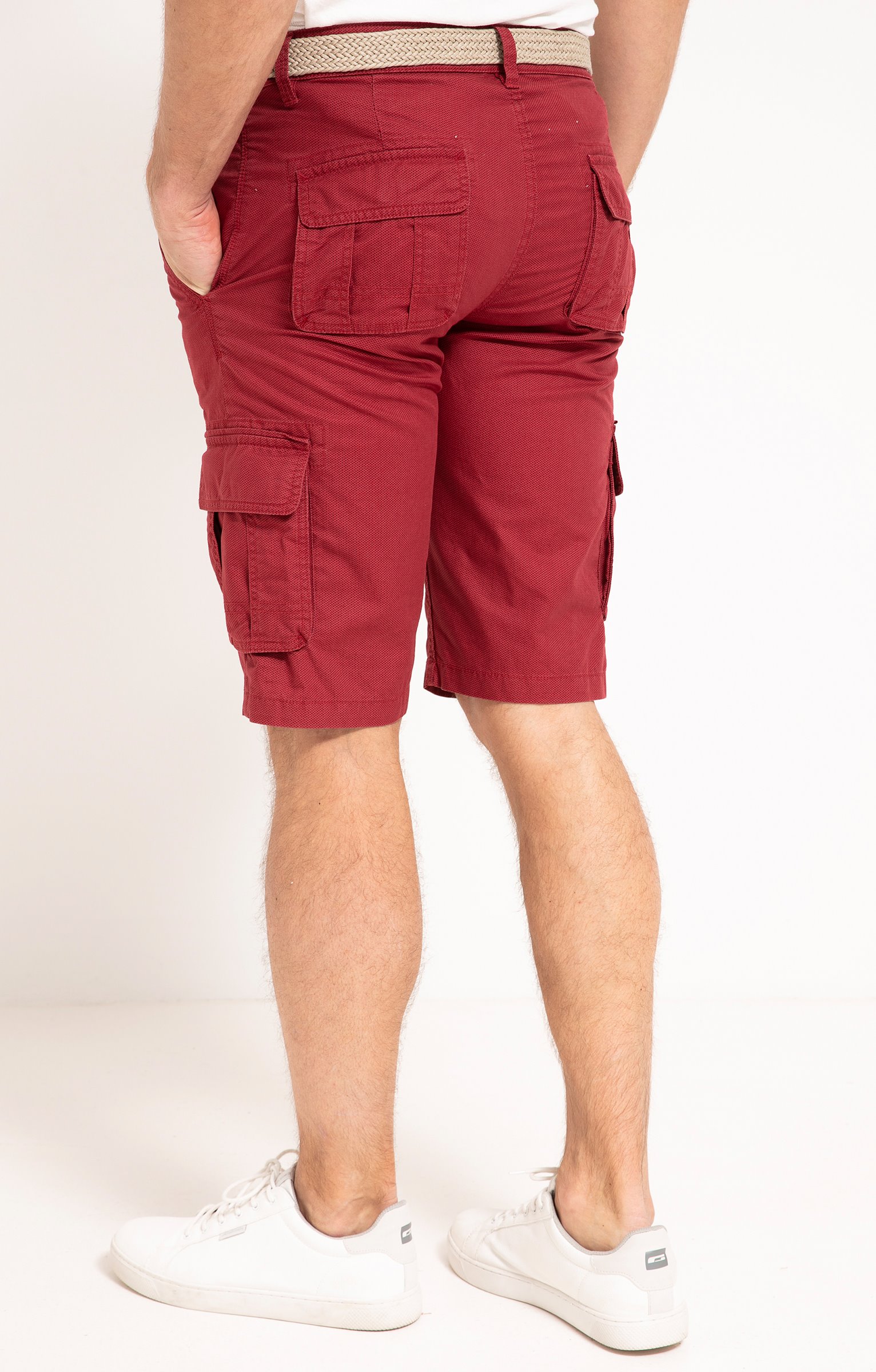 Bermuda Print Cargo avec ceinture - BORDEAUX