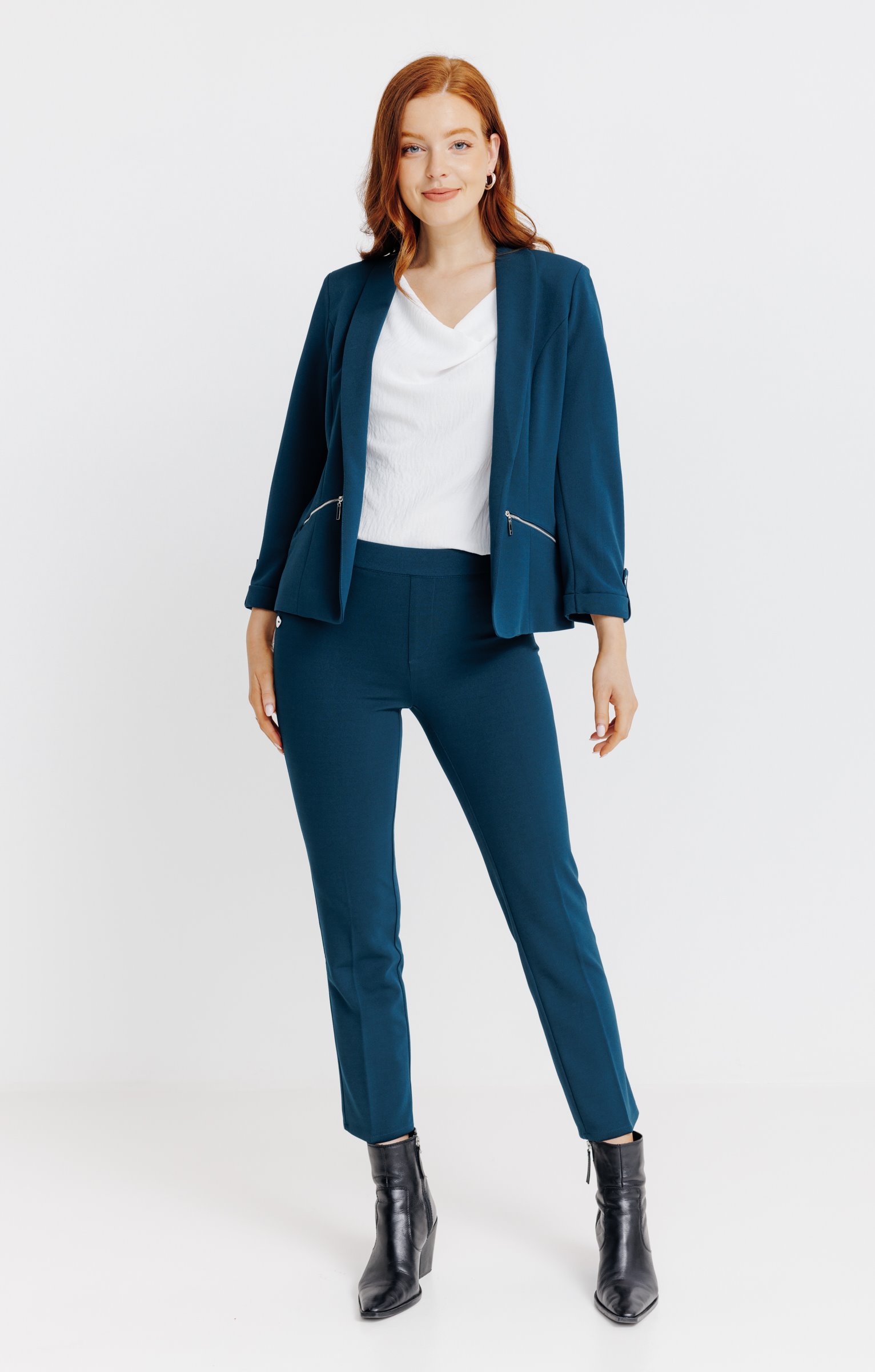 VESTE BLAZER AVEC COL CHÂLE  - PÉTROLE