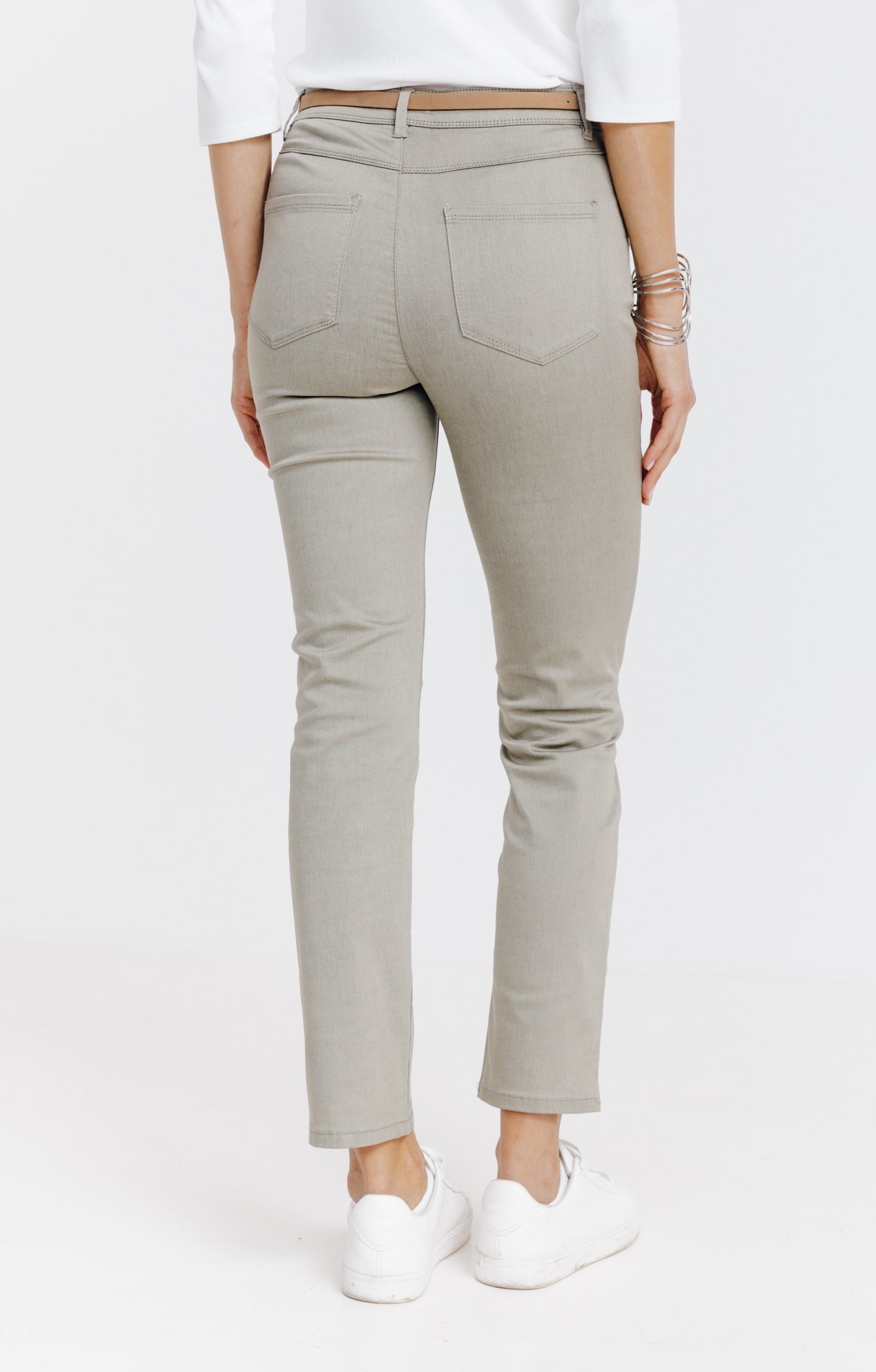Pantalon 7/8 avec ceinture similicuir - KAKI CLAIR