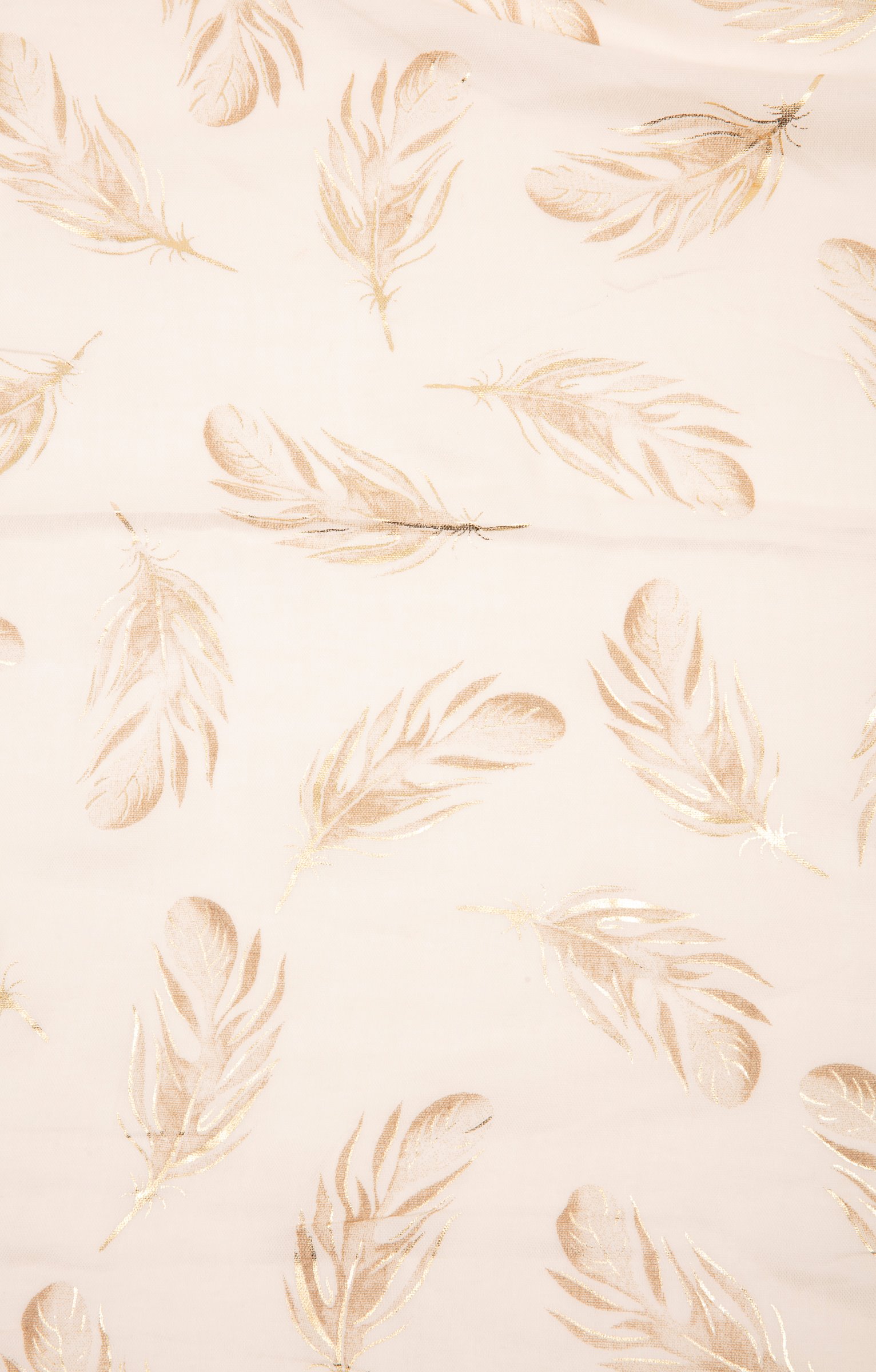 Foulard imprimé plume en foil - BEIGE