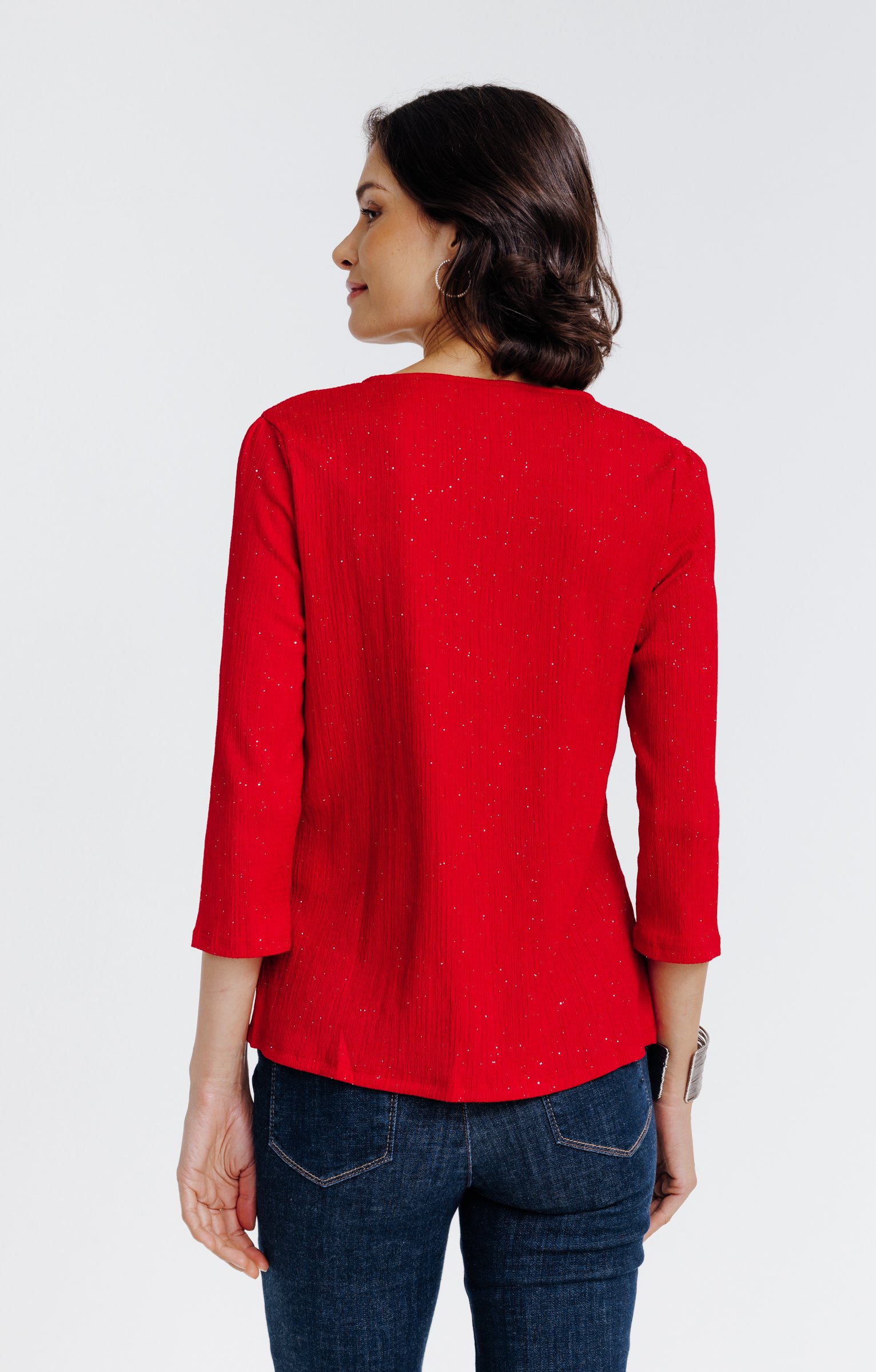 Tee-shirt uni manches 3/4 - ROUGE