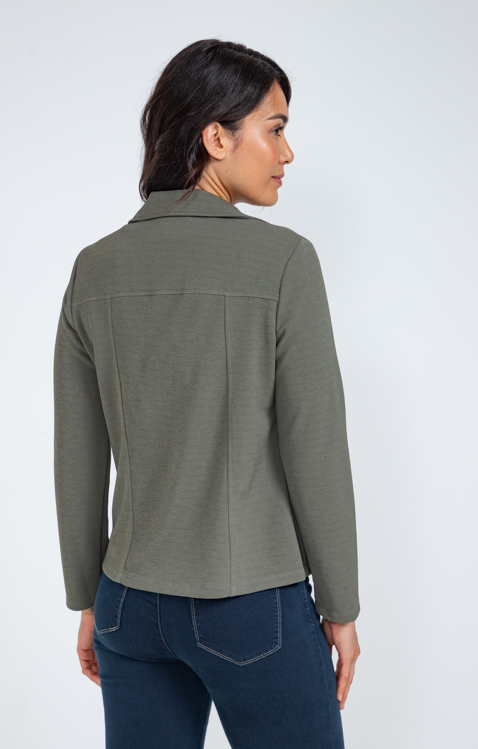 Veste col tailleur avec zips poches - KAKI