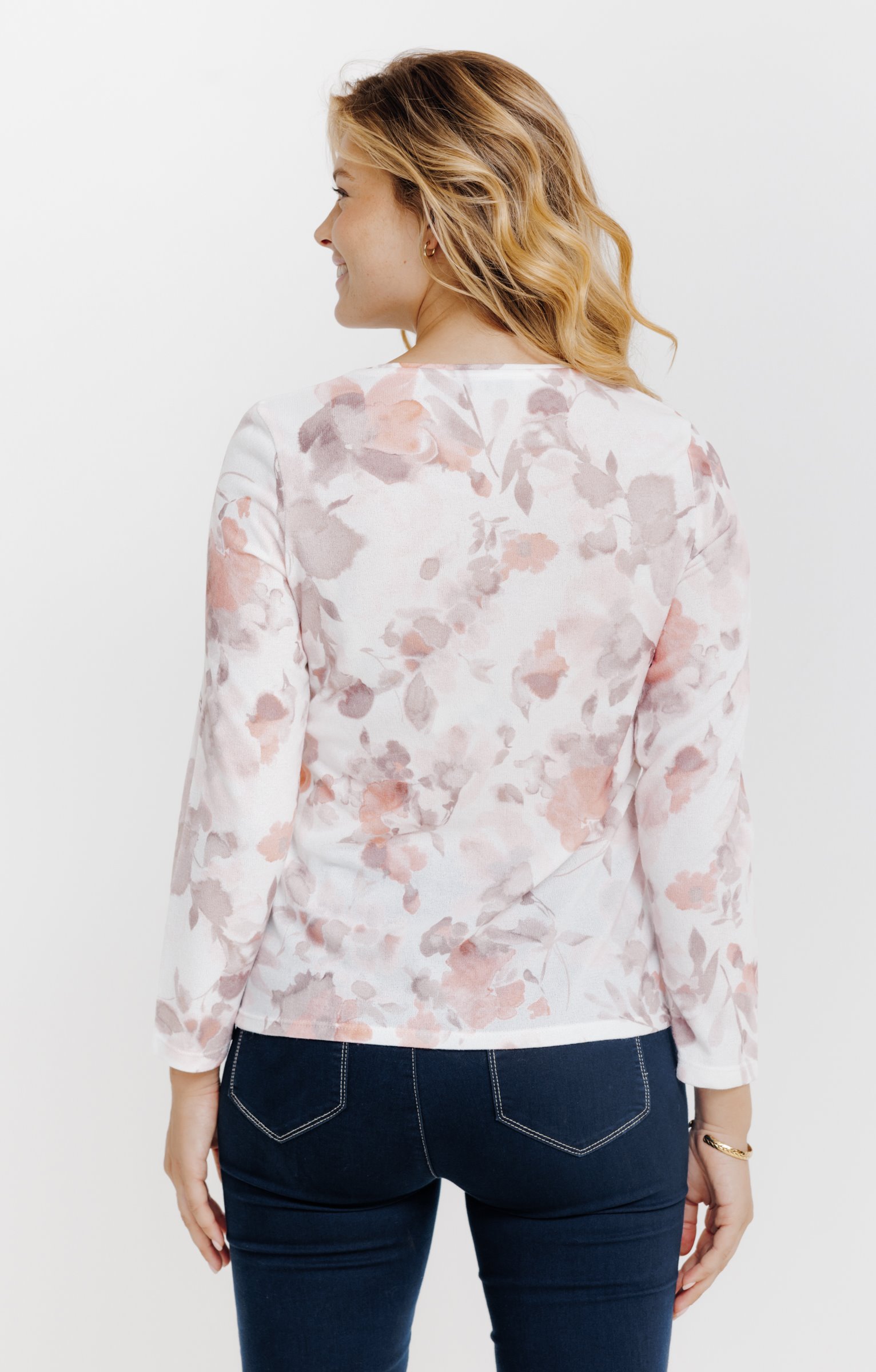 T-SHIRT MANCHES LONGUES COL ROND - ÉCRU