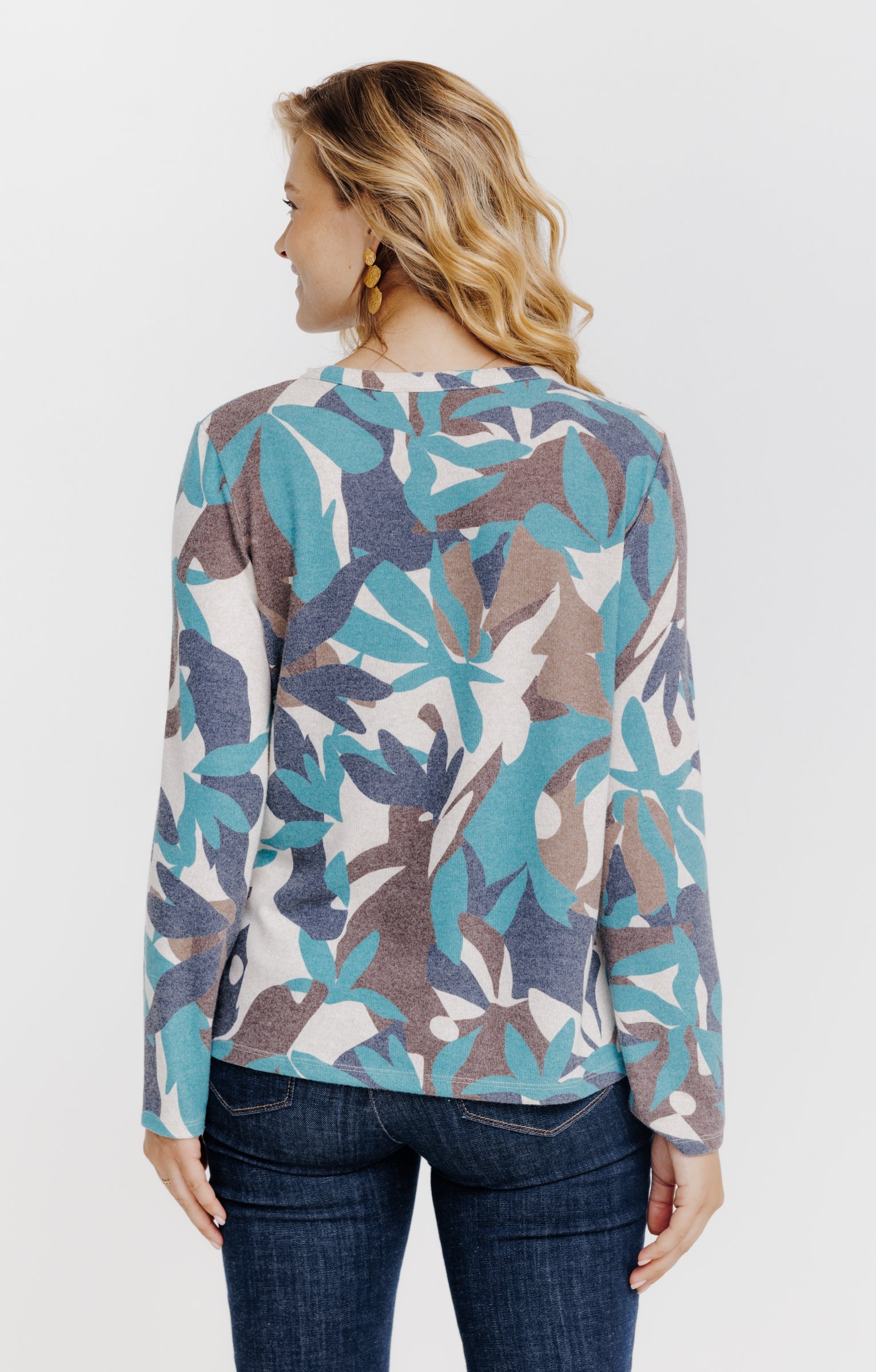 T-SHIRT IMPRIME MANCHES LONGUES - BEIGE