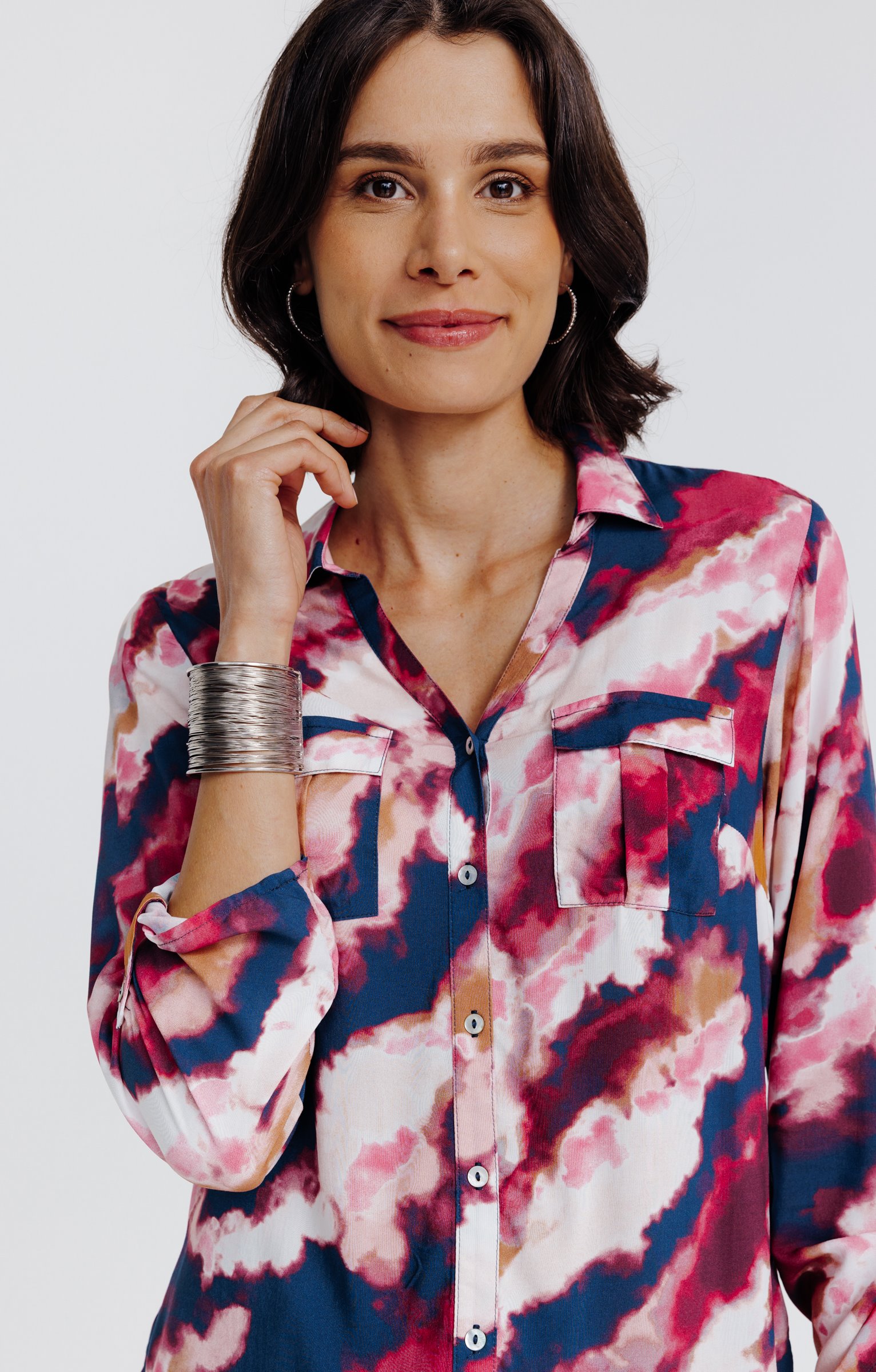 Chemise imprimée  abstrait  - ÉCRU