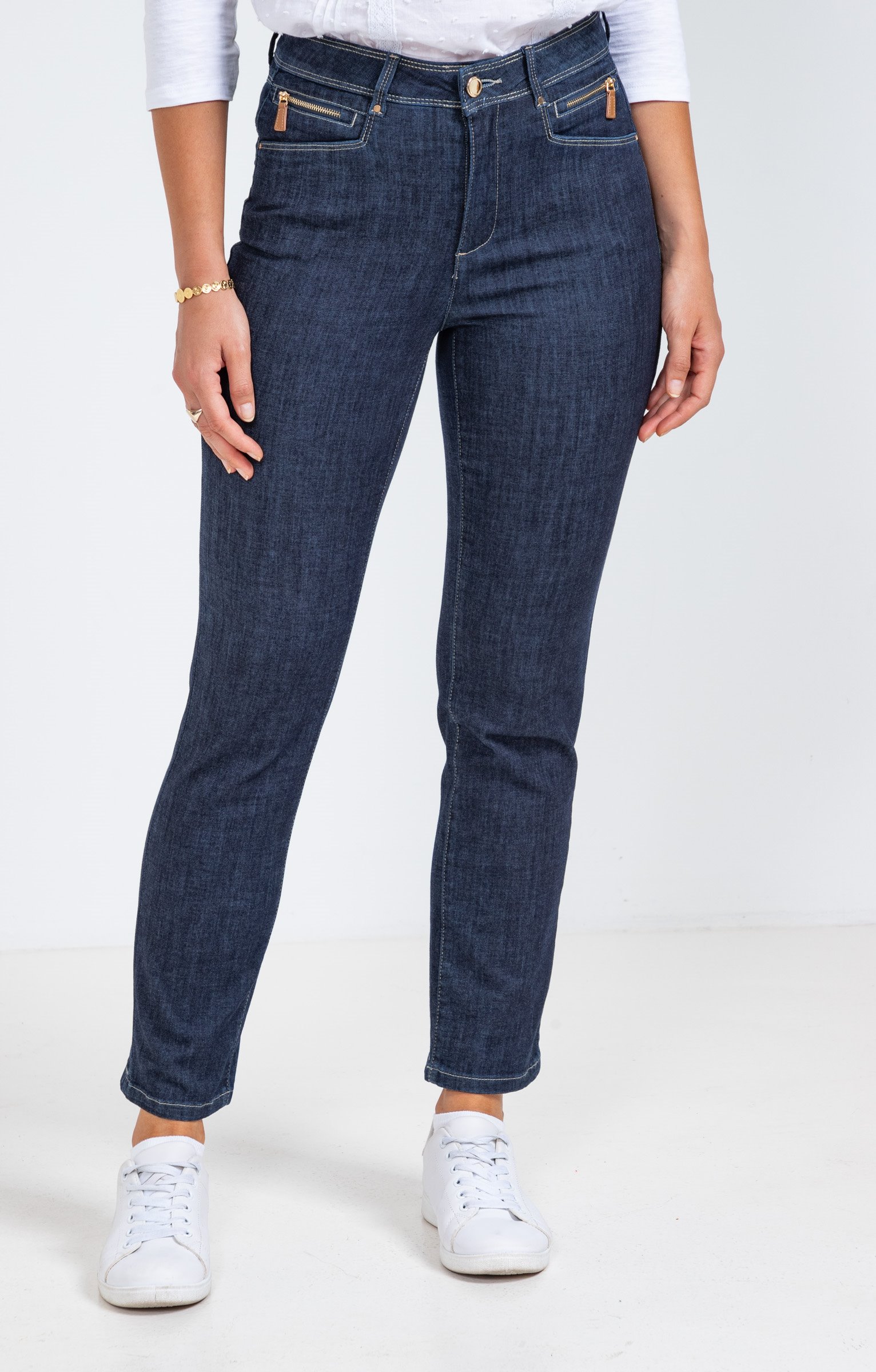 Pantalon 7/8 denim brut zippé - BLEU