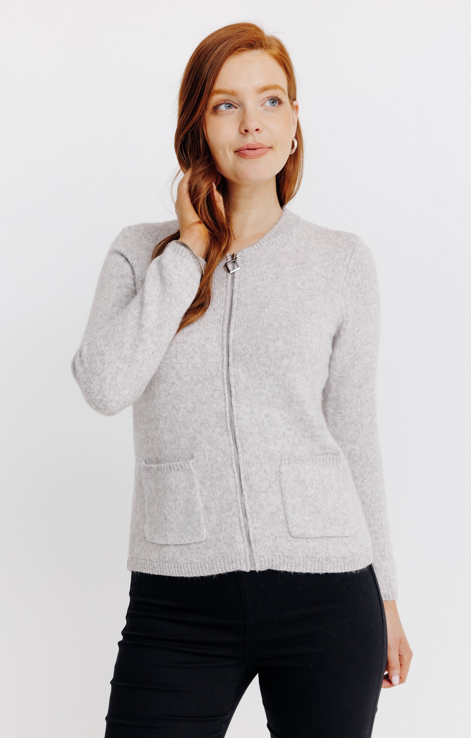 Cardigan zippé  - TAUPE