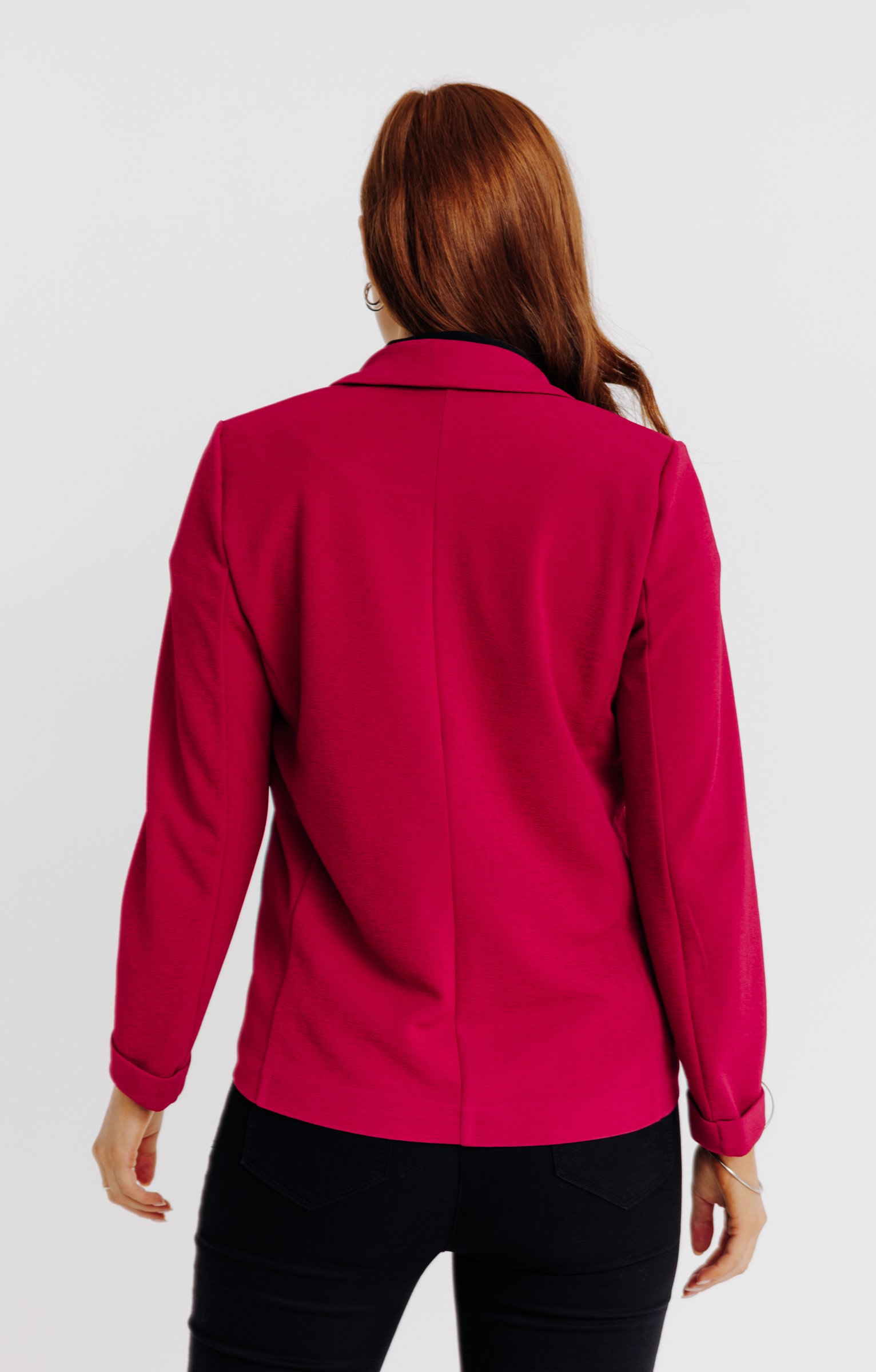 VESTE FORME BLAZER EN MAILLE  - BORDEAUX