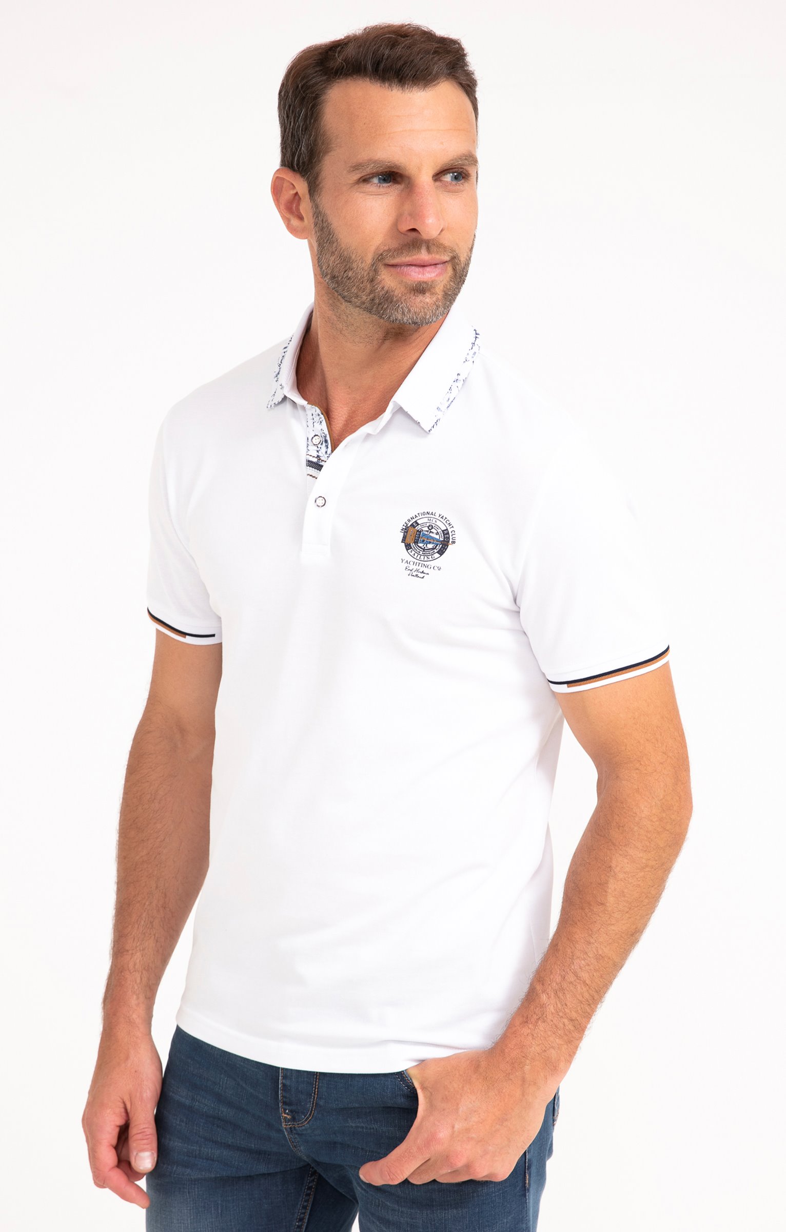Polo manches courtes Badgy - BLANC