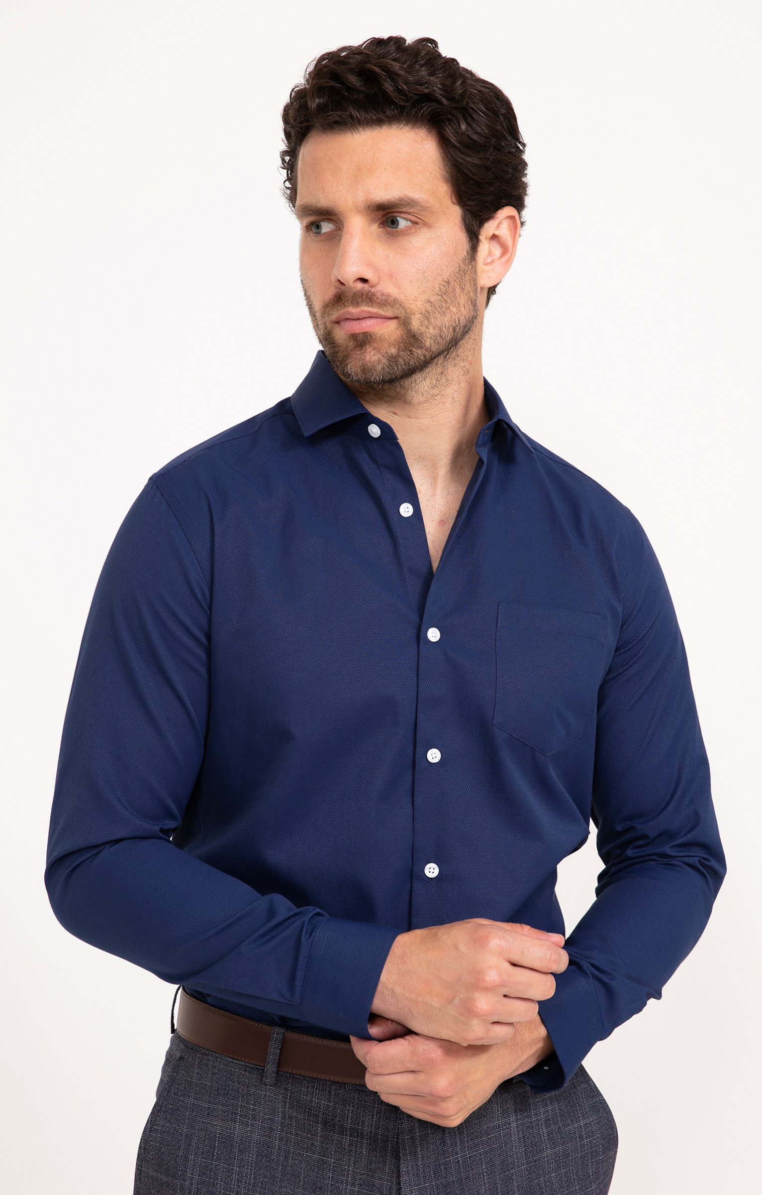 Chemise SHINYLOS coupe ajustée - MARINE