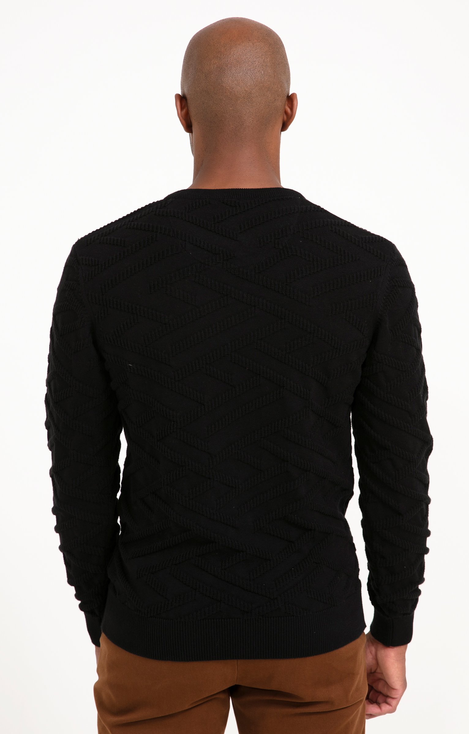 Pull uni tricotage fantaisie - NOIR