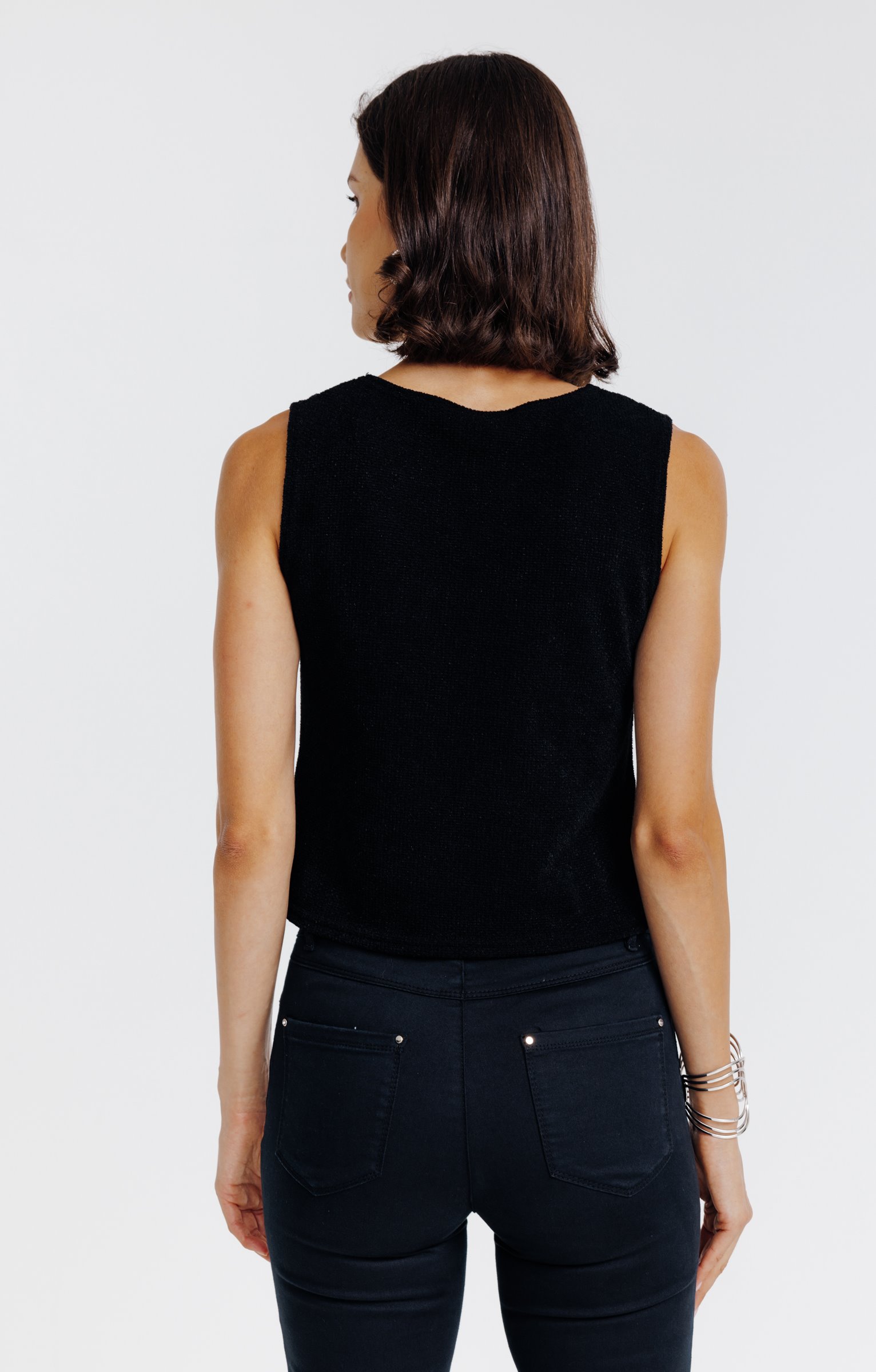 Cardigan boutonné sans manches - NOIR