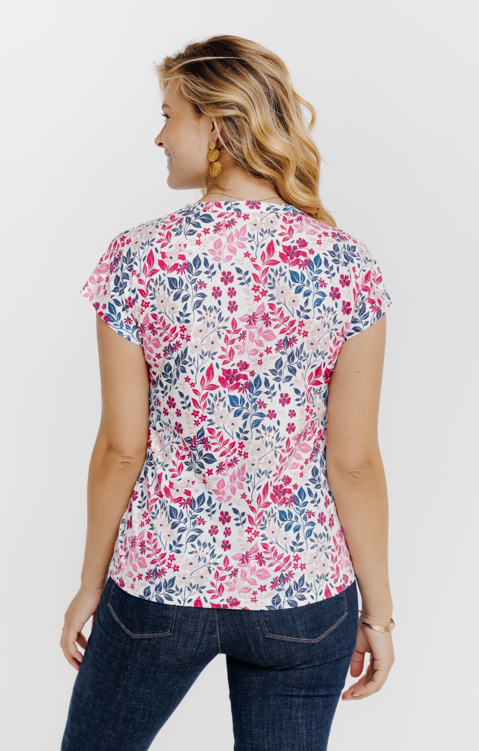 Tee-shirt manches courtes col mao - ÉCRU