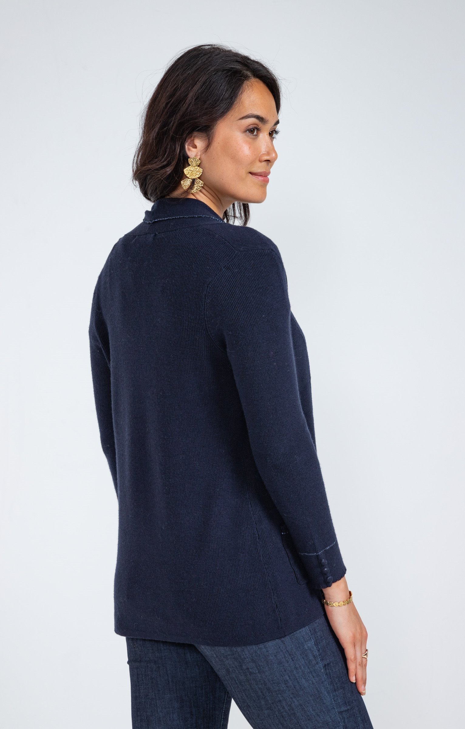 Cardigan côte anglaise - MARINE