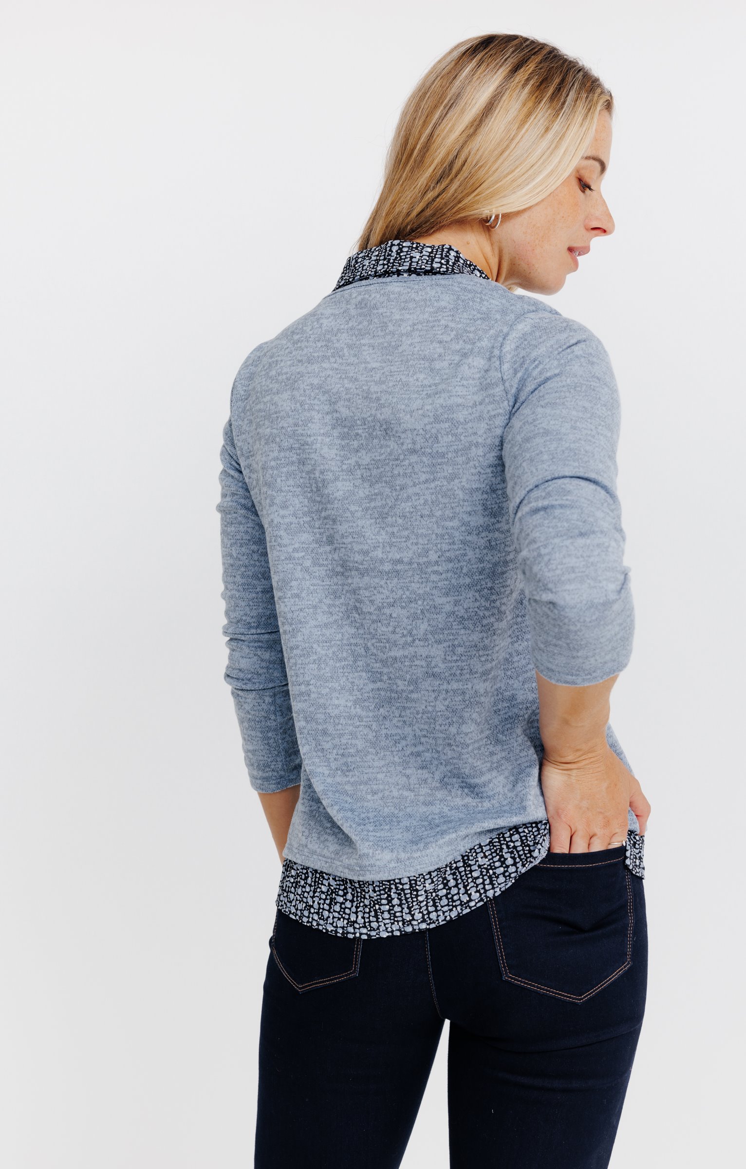 T-SHIRT 2EN1 MANCHES LONGUES - BLEU CIEL