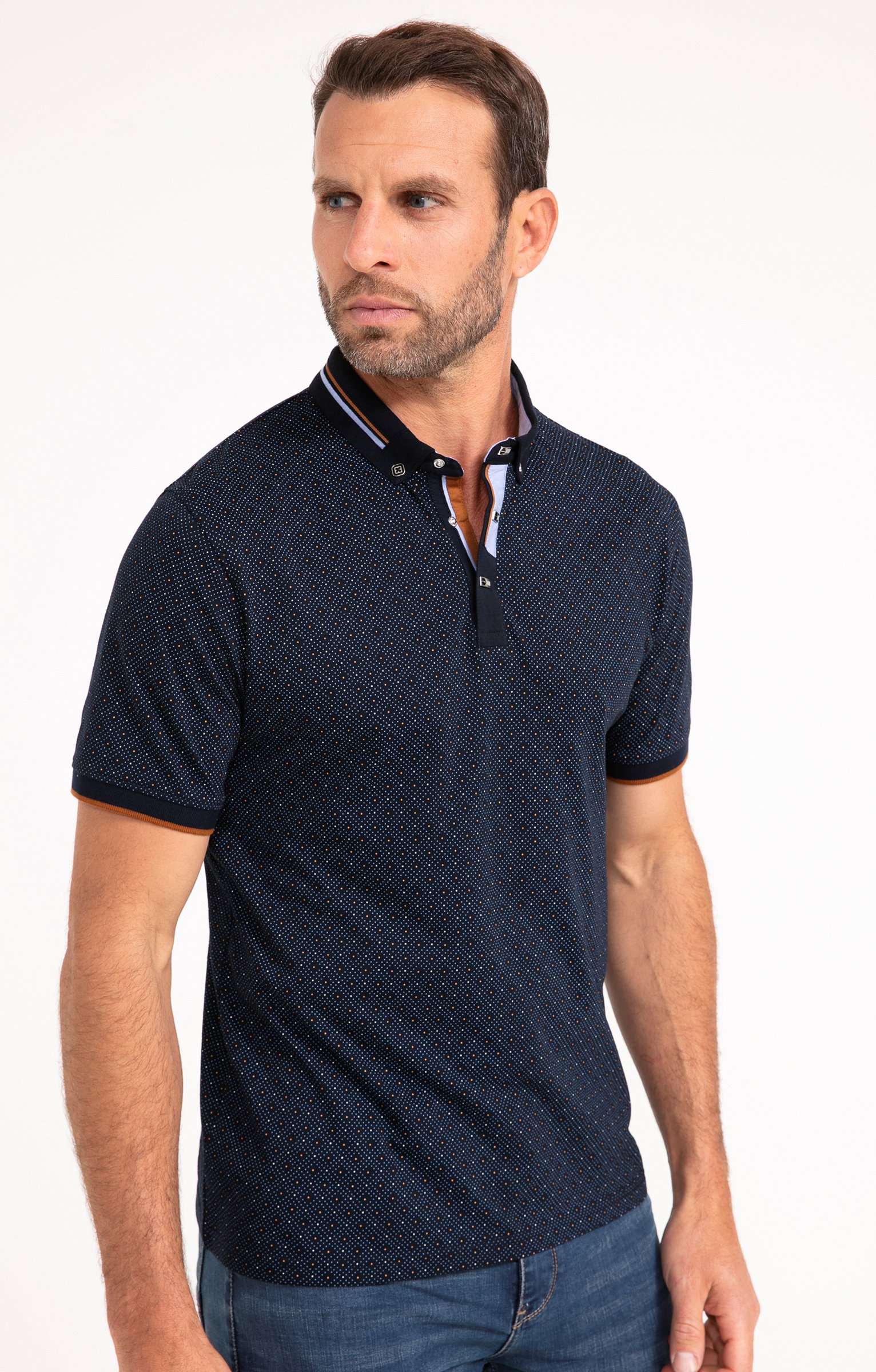 Polo manches courtes Points - MARINE
