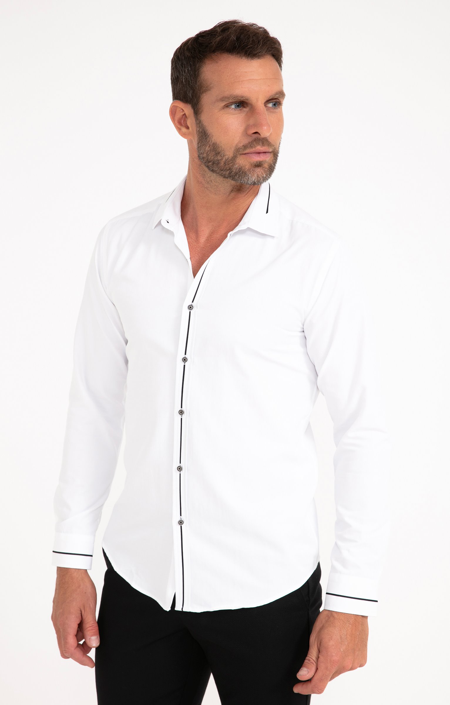 Chemise manches longues unie - BLANC